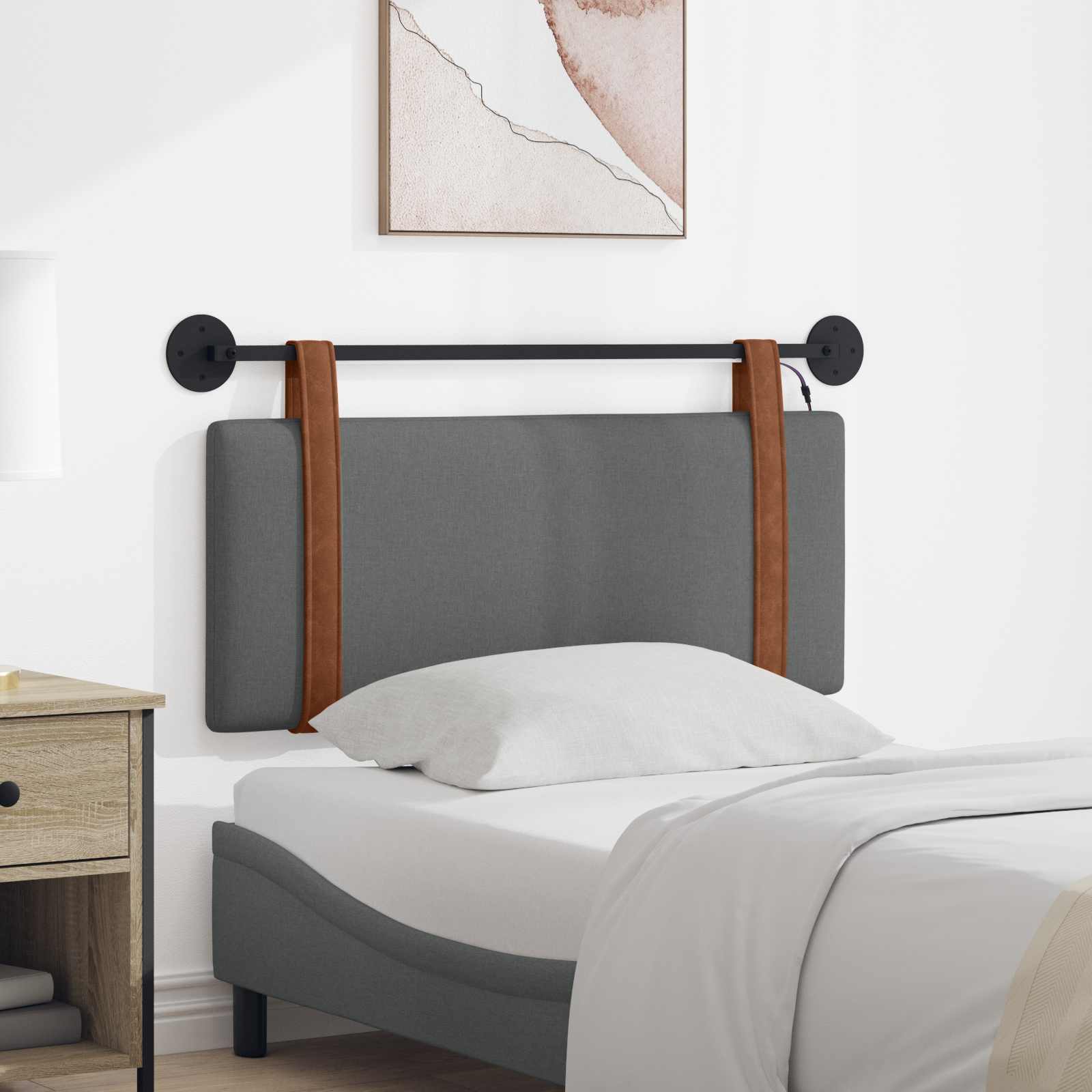 Tête de lit suspendue Avec lumière LED Gris foncé PU antique - XIOS