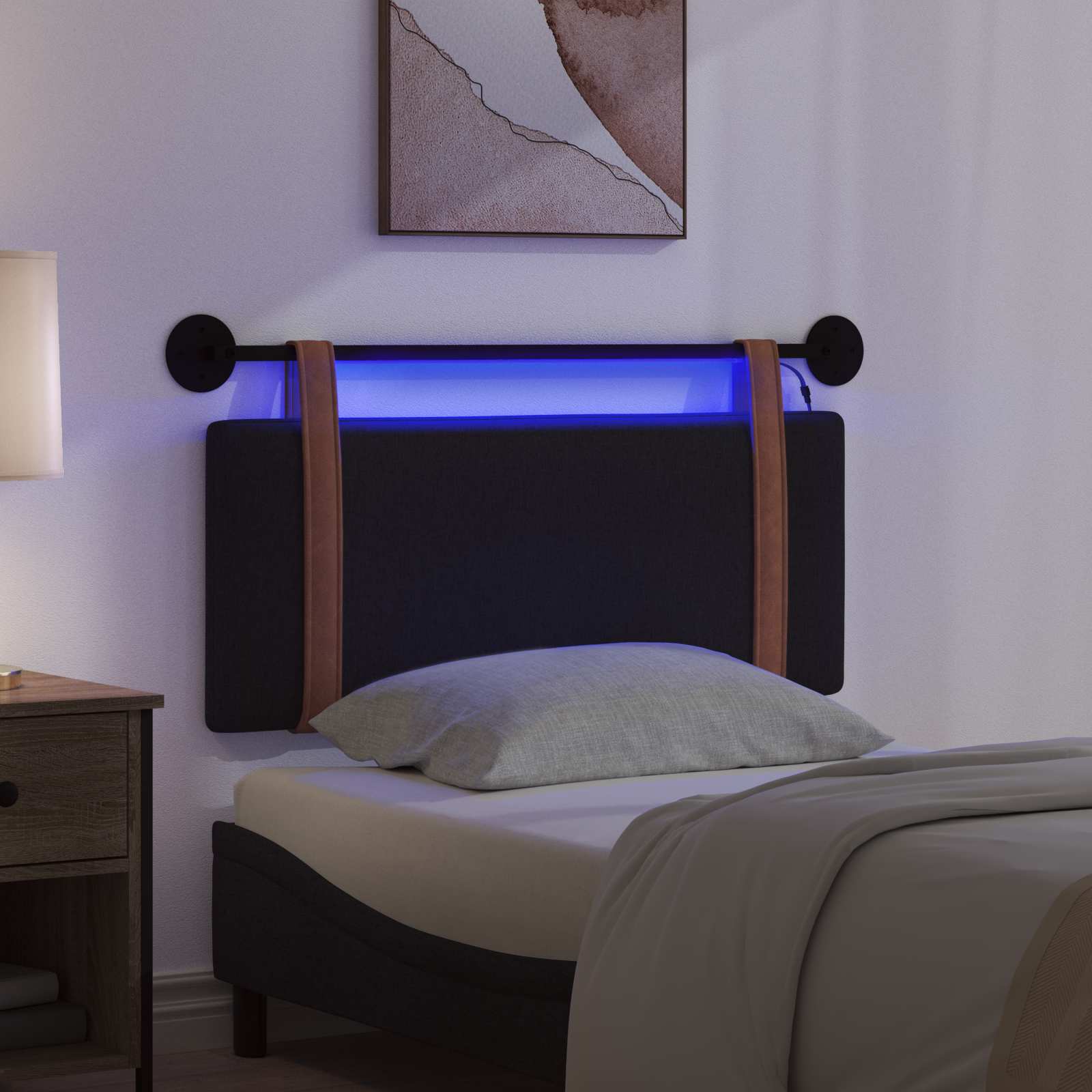 Tête de lit suspendue Avec lumière LED Noir PU antique - XIOS