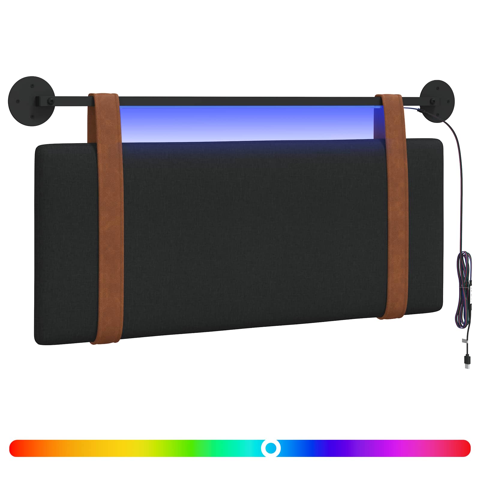 Tête de lit suspendue Avec lumière LED Noir PU antique - XIOS