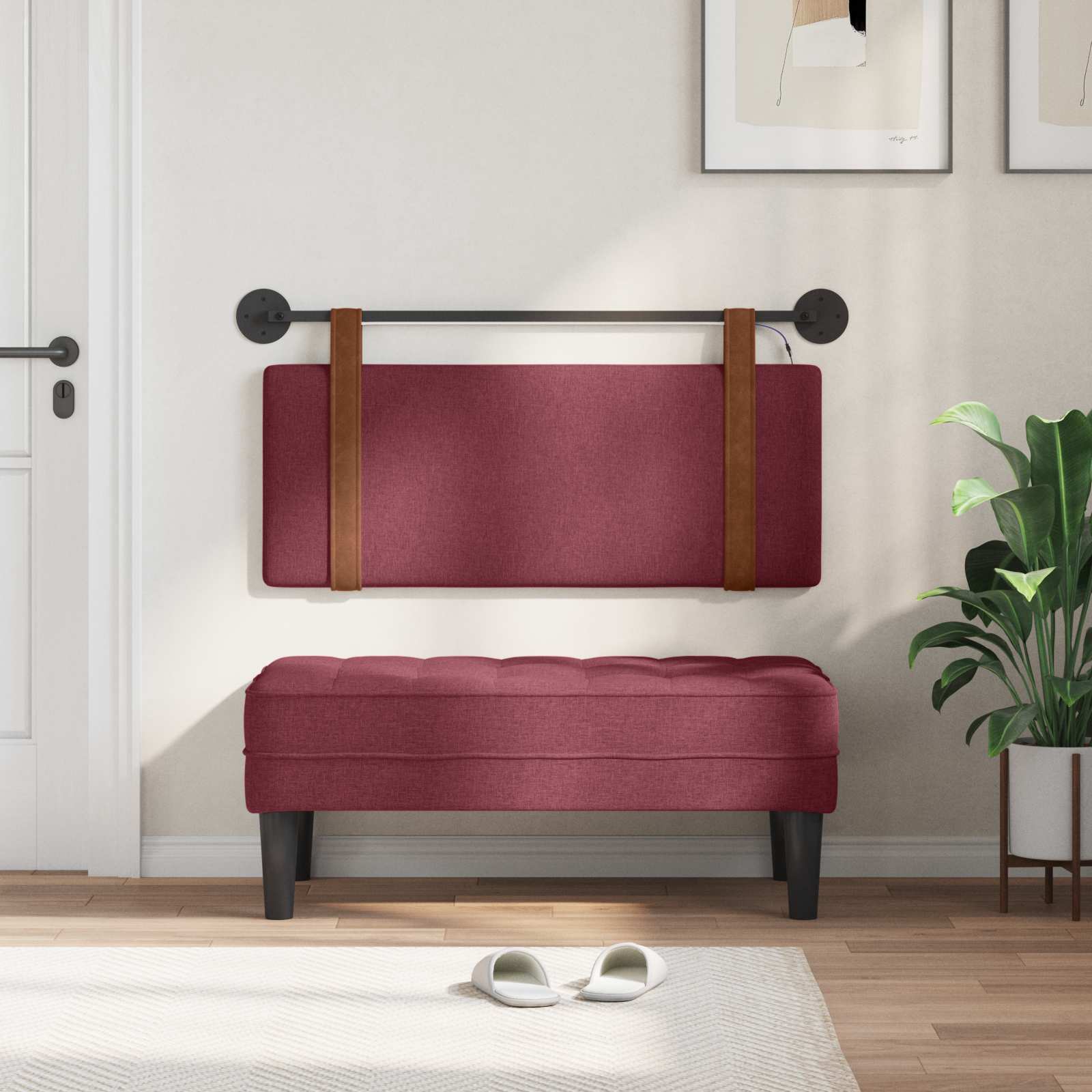Tête de lit suspendue Avec lumière LED Bordeaux PU antique - XIOS