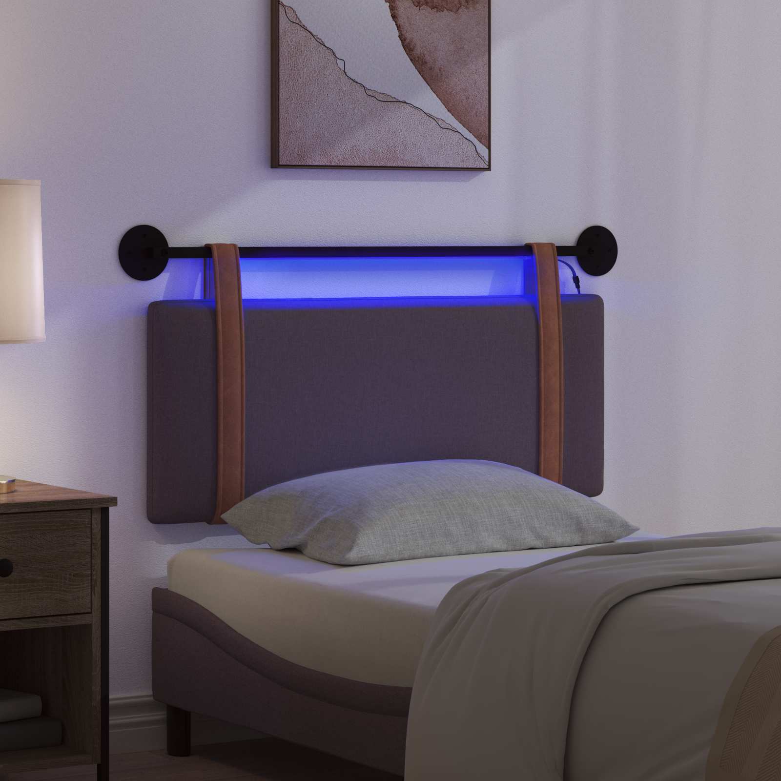 Tête de lit suspendue Avec lumière LED Marron foncé PU antique - XIOS