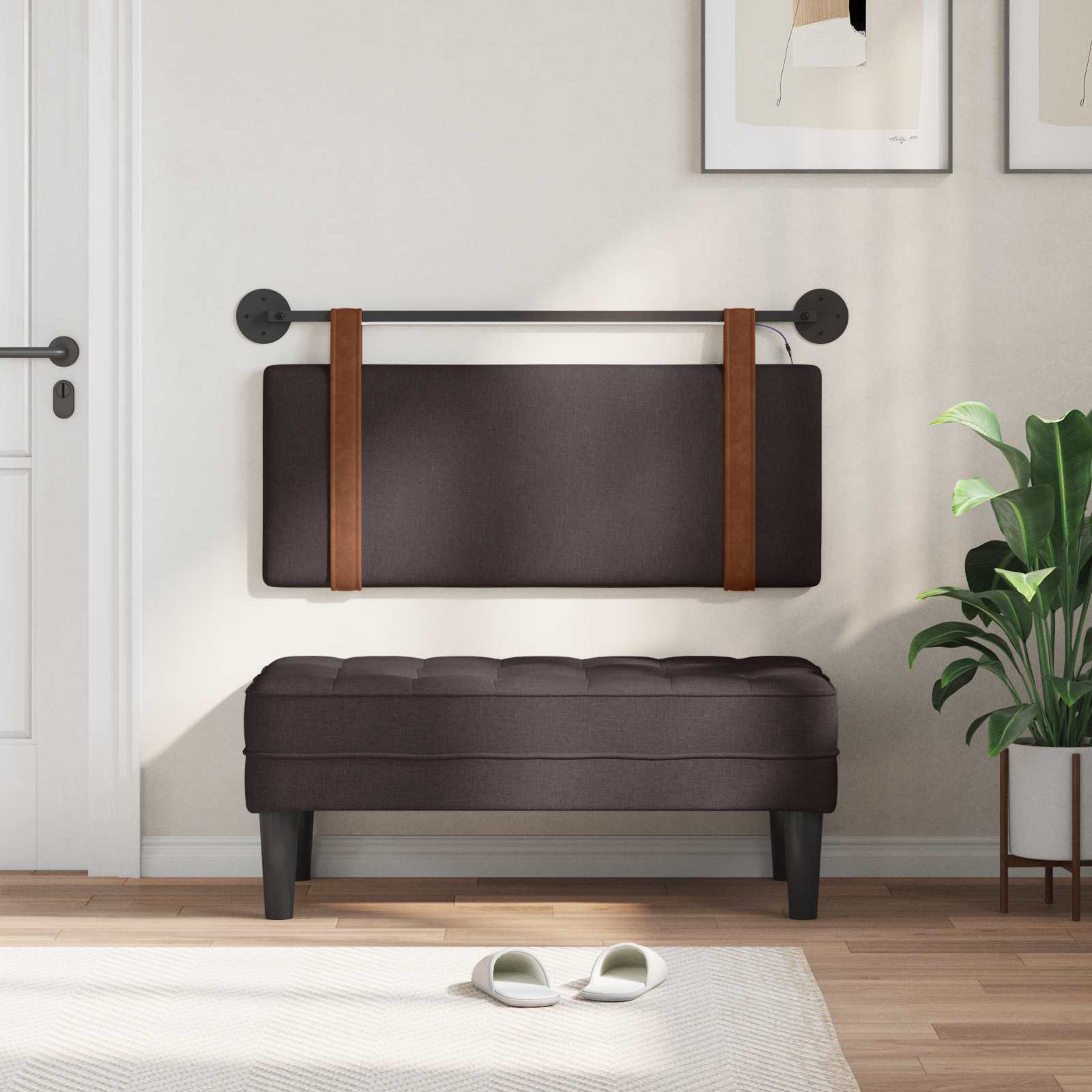 Tête de lit suspendue Avec lumière LED Marron foncé PU antique - XIOS