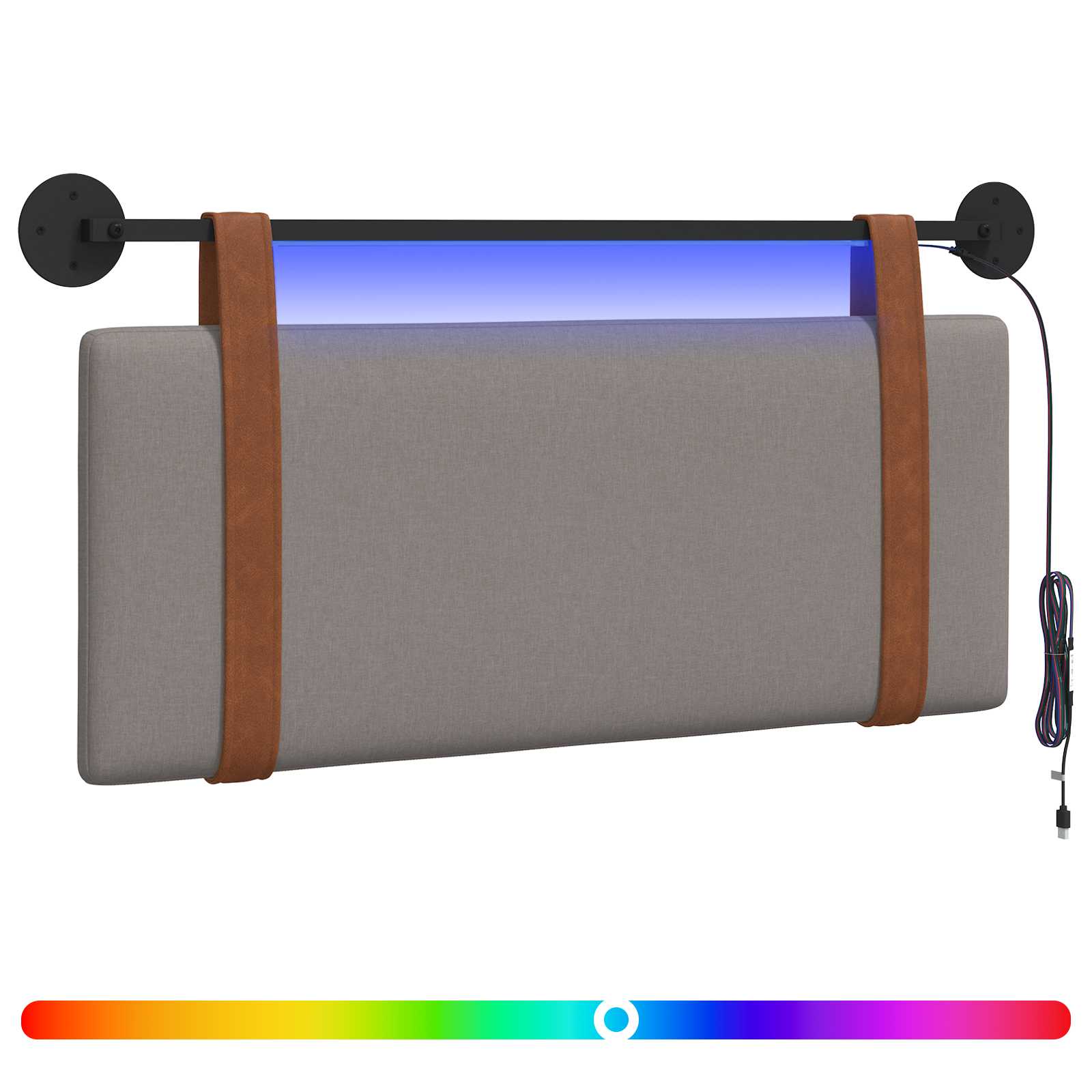 Tête de lit suspendue Avec lumière LED Taupe PU antique - XIOS
