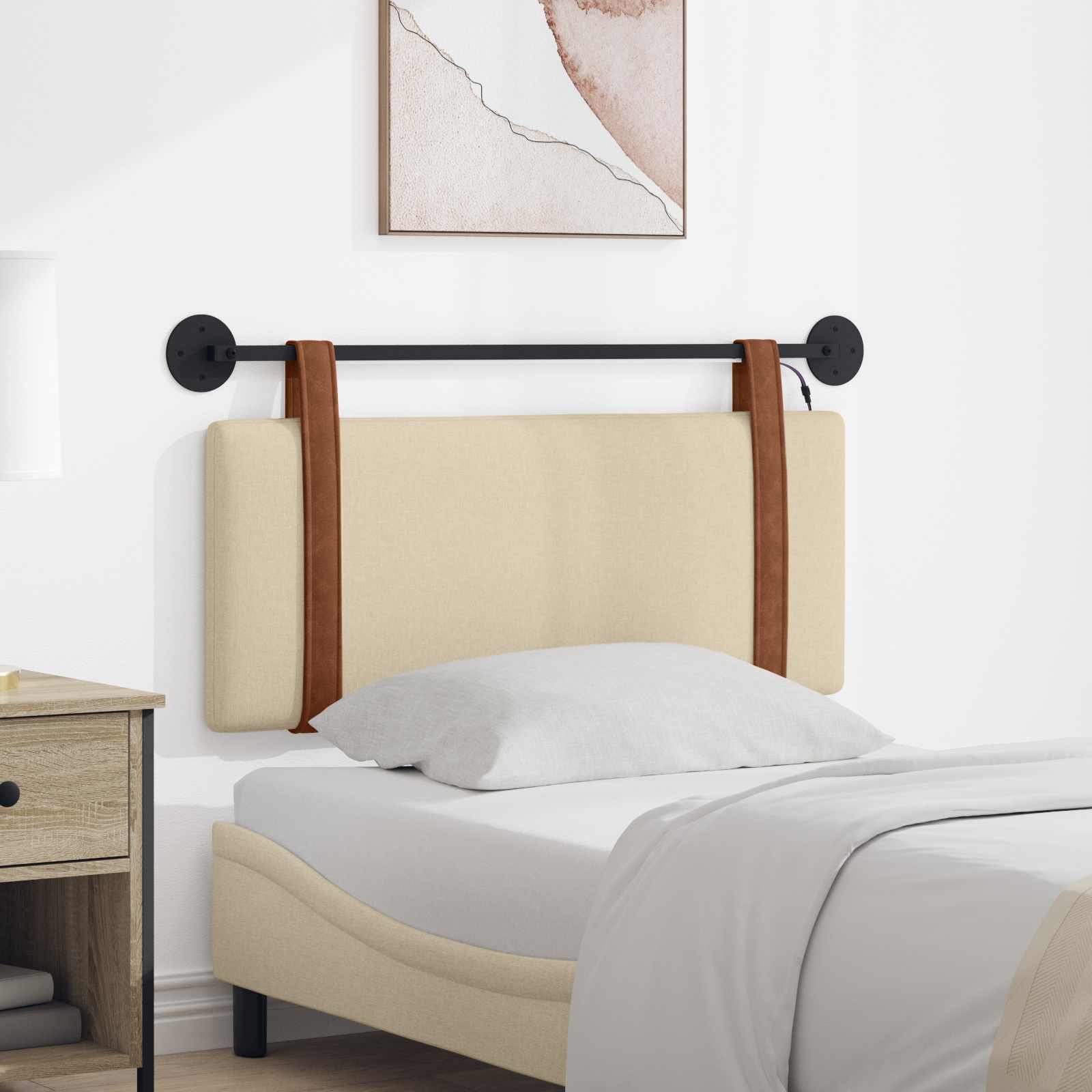 Tête de lit suspendue Avec lumière LED Crème PU antique - XIOS