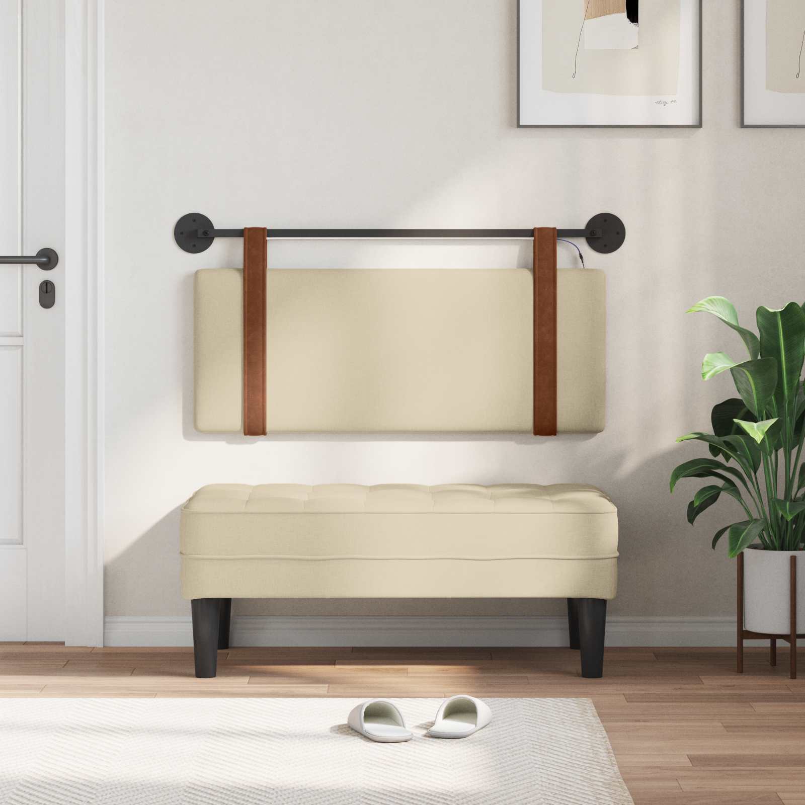 Tête de lit suspendue Avec lumière LED Crème PU antique - XIOS