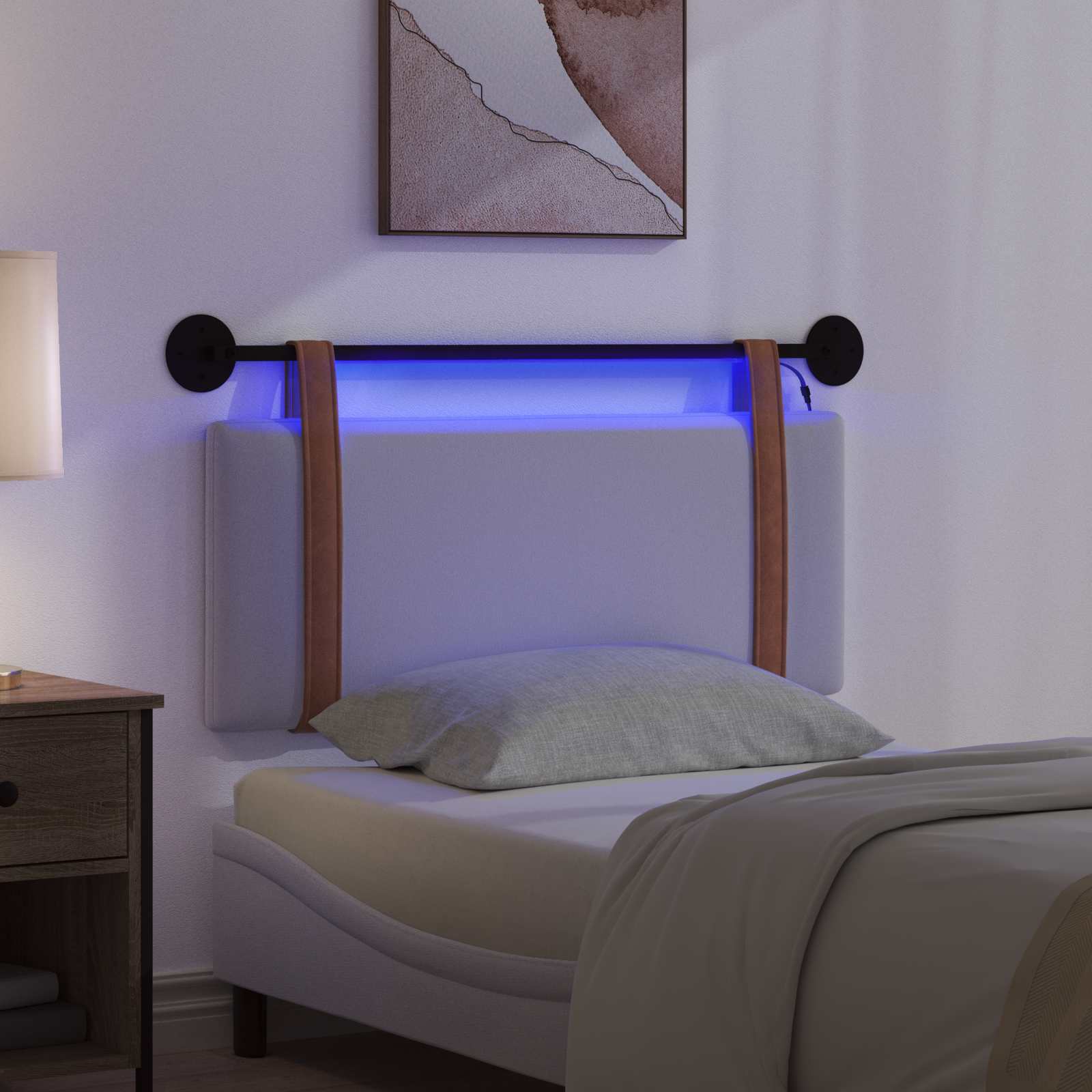 Tête de lit suspendue Avec lumière LED Blanc PU antique - XIOS