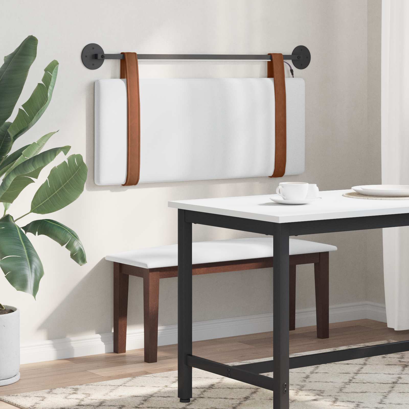 Tête de lit suspendue Avec lumière LED Blanc PU antique - XIOS