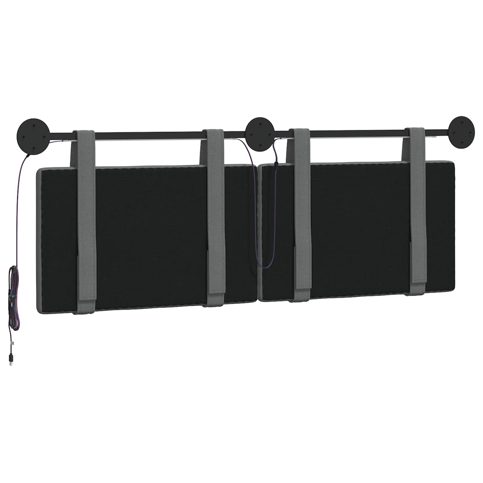 Tête de lit suspendue Avec lumière LED Gris foncé Tissu - XIOS