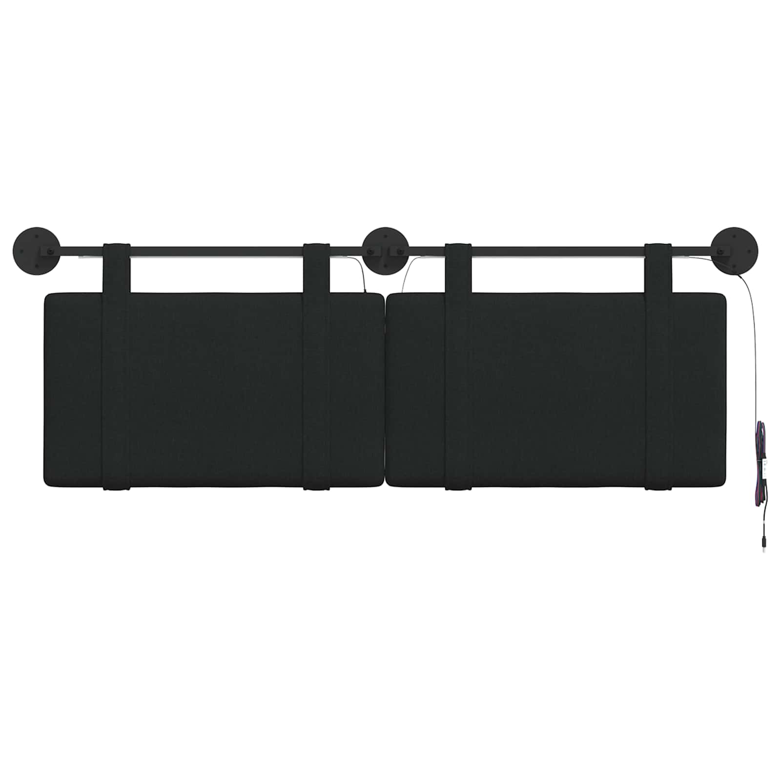 Tête de lit suspendue Avec lumière LED Noir Tissu - XIOS