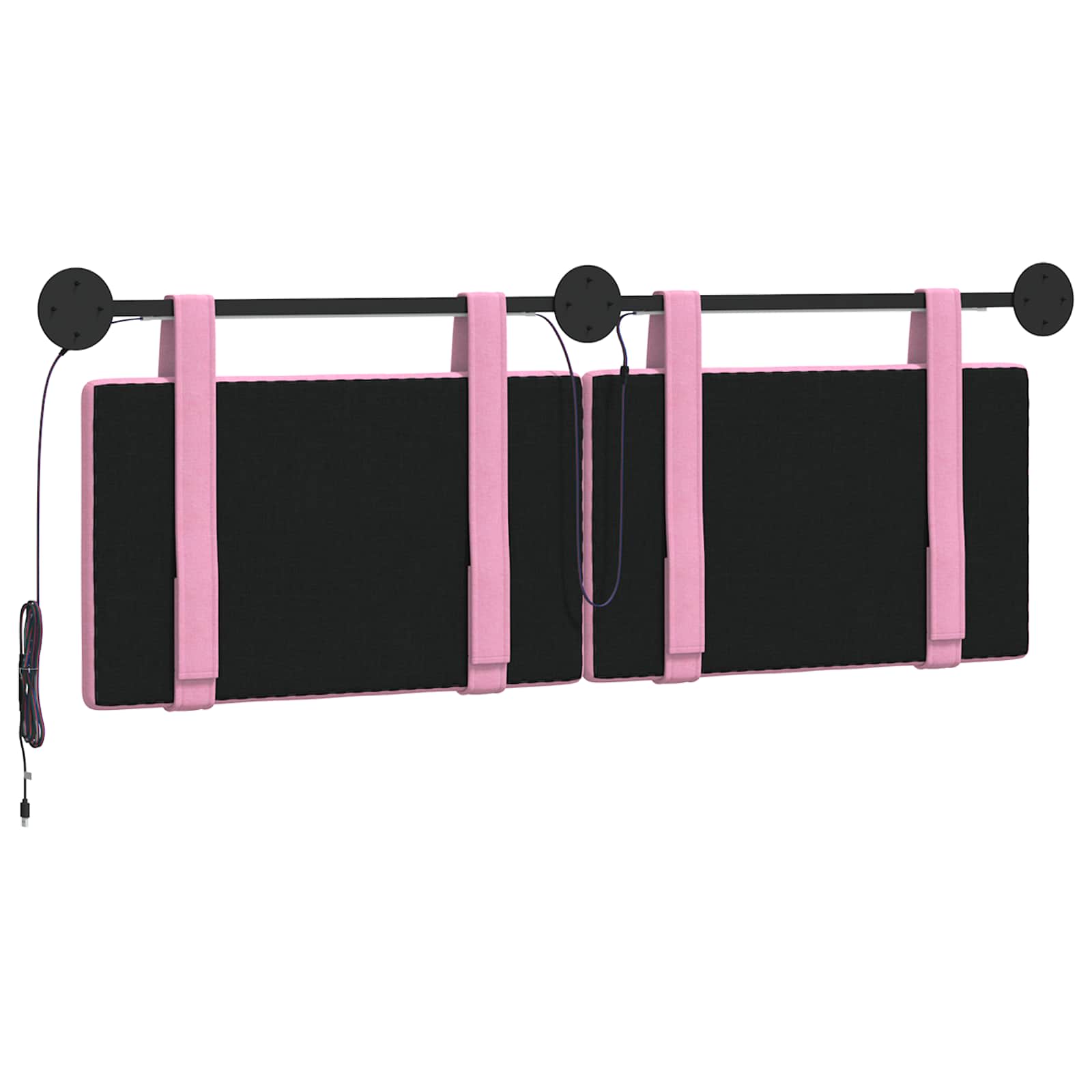 Tête de lit suspendue Avec lumière LED Rose Tissu - XIOS