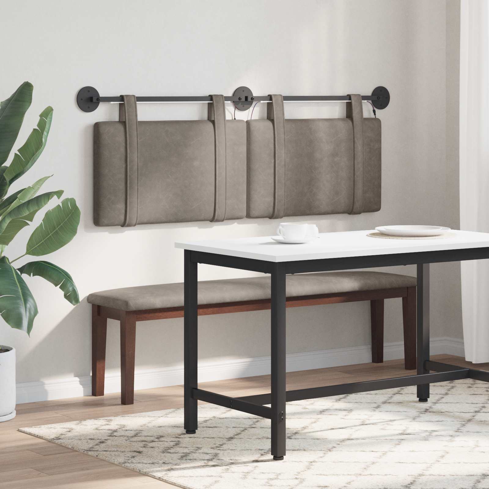 Tête de lit suspendue Avec lumière LED Gris PU antique - XIOS
