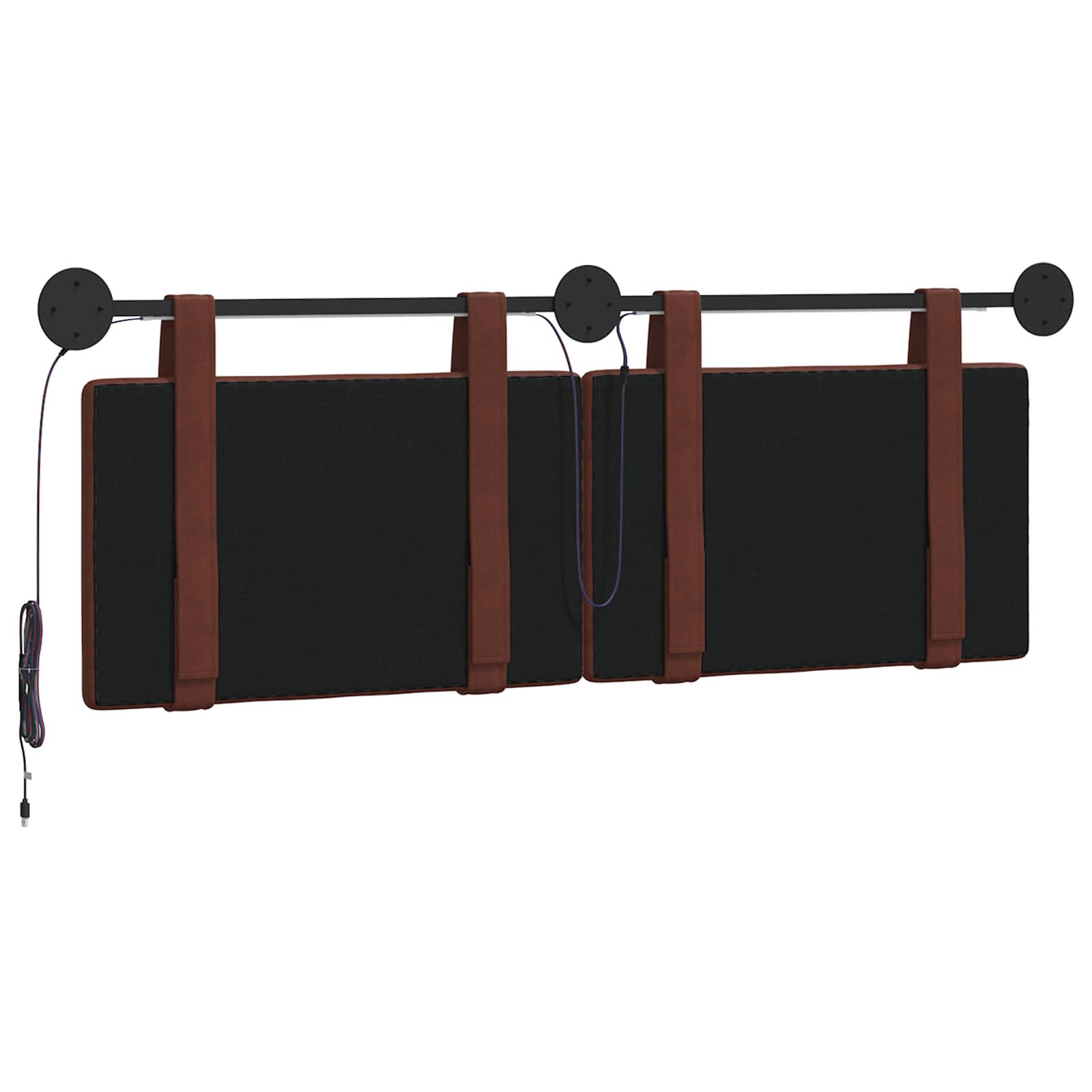 Tête de lit suspendue Avec lumière LED Brun Brillant PU antique - XIOS