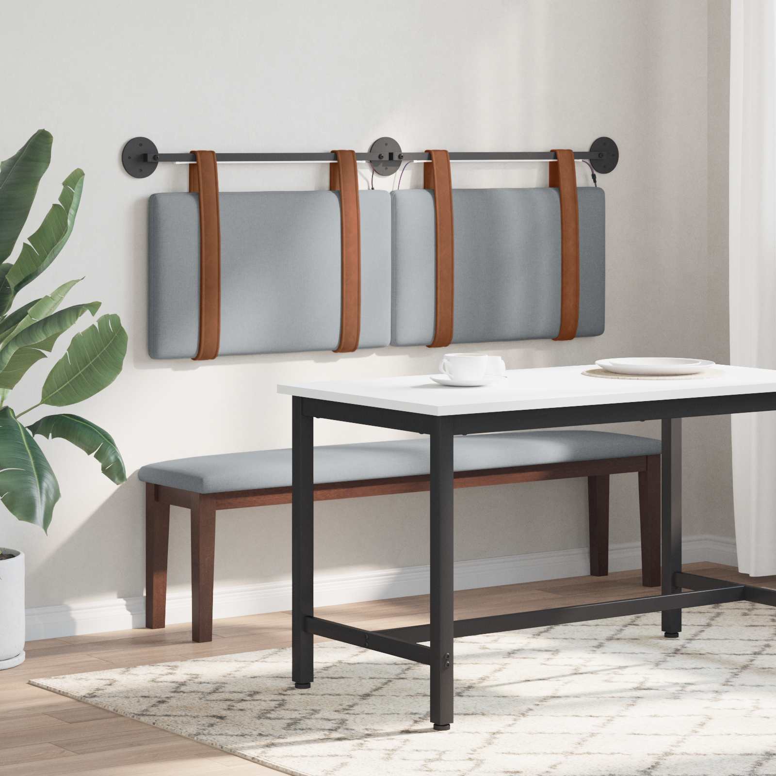 Tête de lit suspendue Avec lumière LED Gris clair PU antique - XIOS