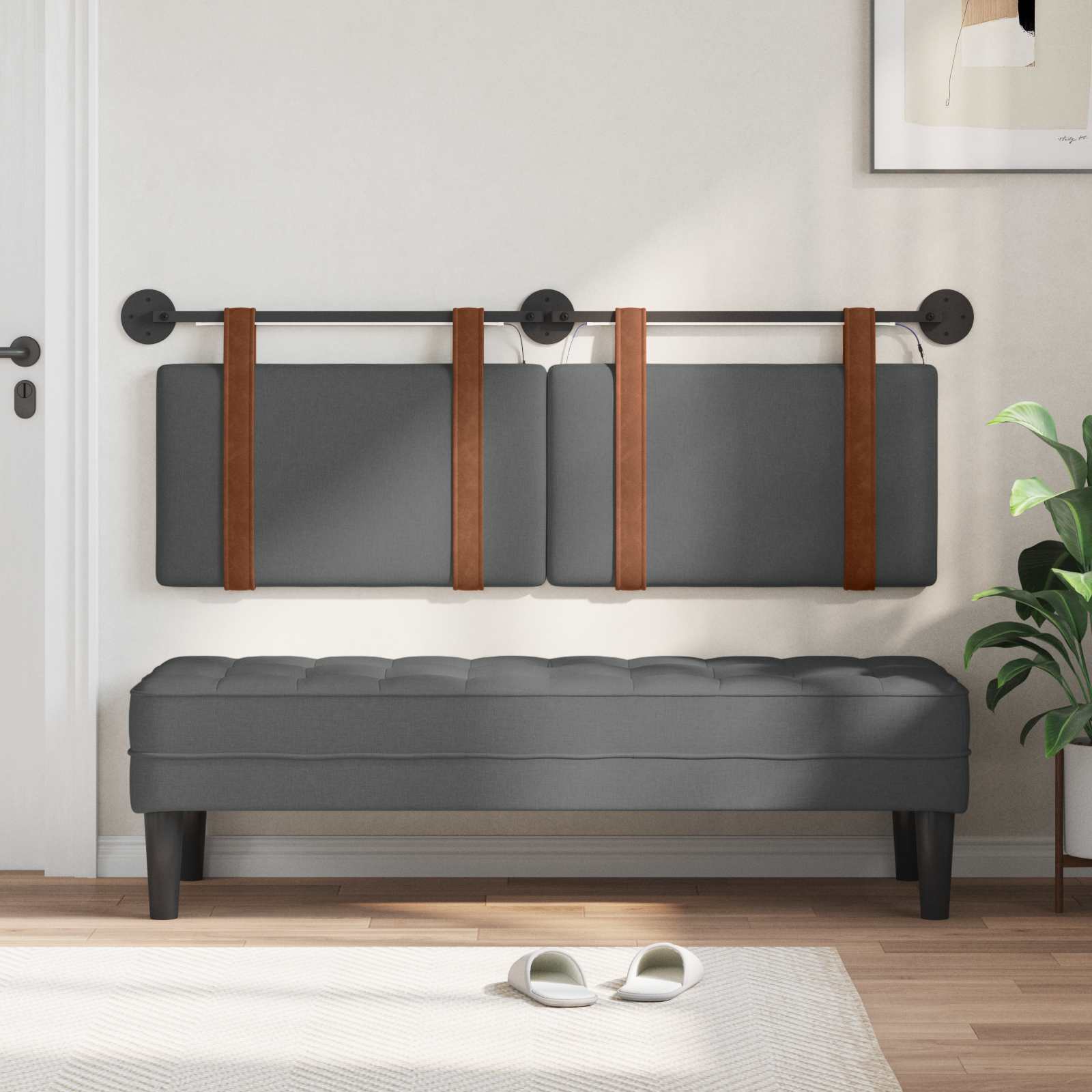 Tête de lit suspendue Avec lumière LED Gris foncé PU antique - XIOS