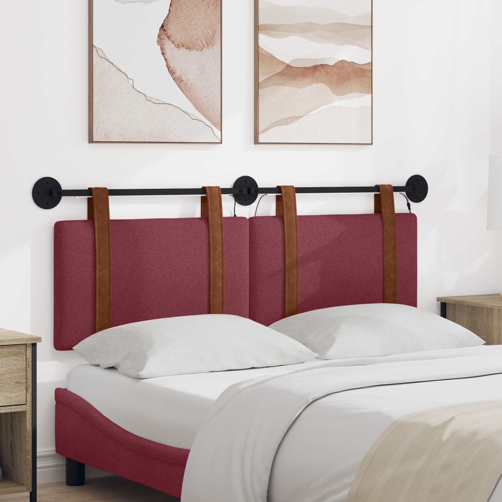 Tête de lit suspendue Avec lumière LED Bordeaux PU antique - XIOS