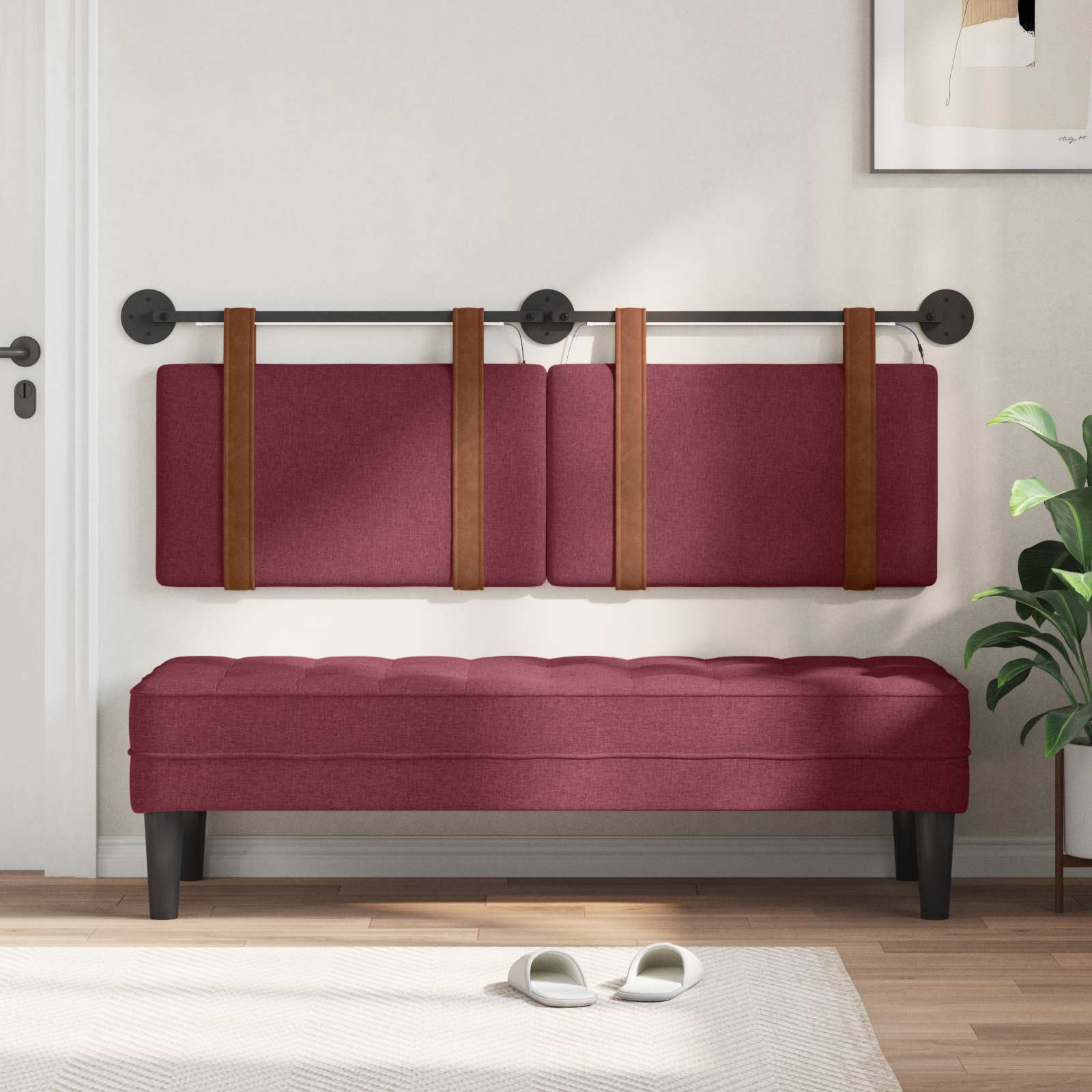 Tête de lit suspendue Avec lumière LED Bordeaux PU antique - XIOS