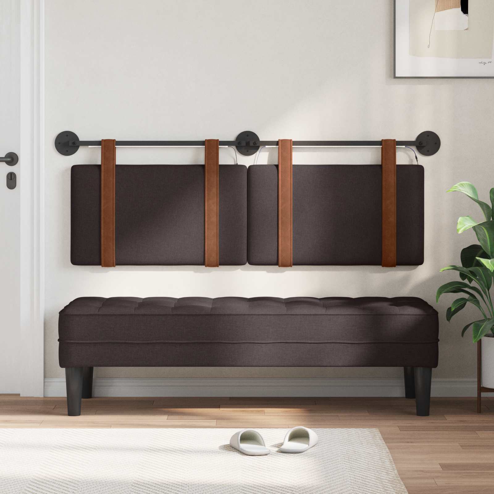 Tête de lit suspendue Avec lumière LED Marron foncé PU antique - XIOS