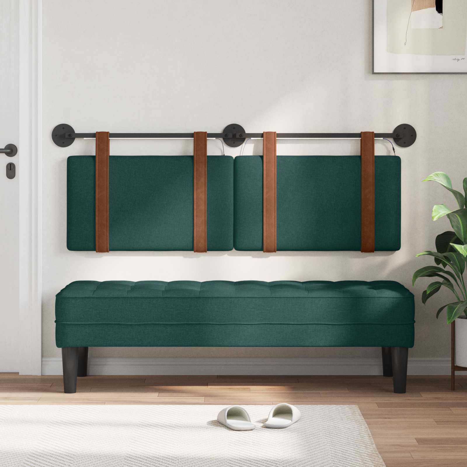 Tête de lit suspendue Avec lumière LED Vert foncé PU antique - XIOS