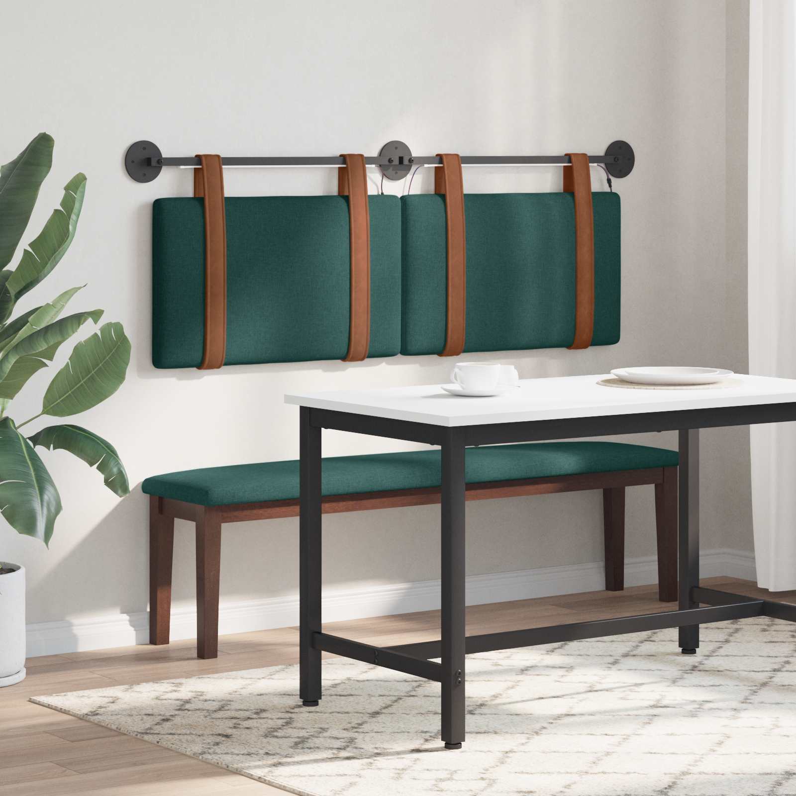 Tête de lit suspendue Avec lumière LED Vert foncé PU antique - XIOS