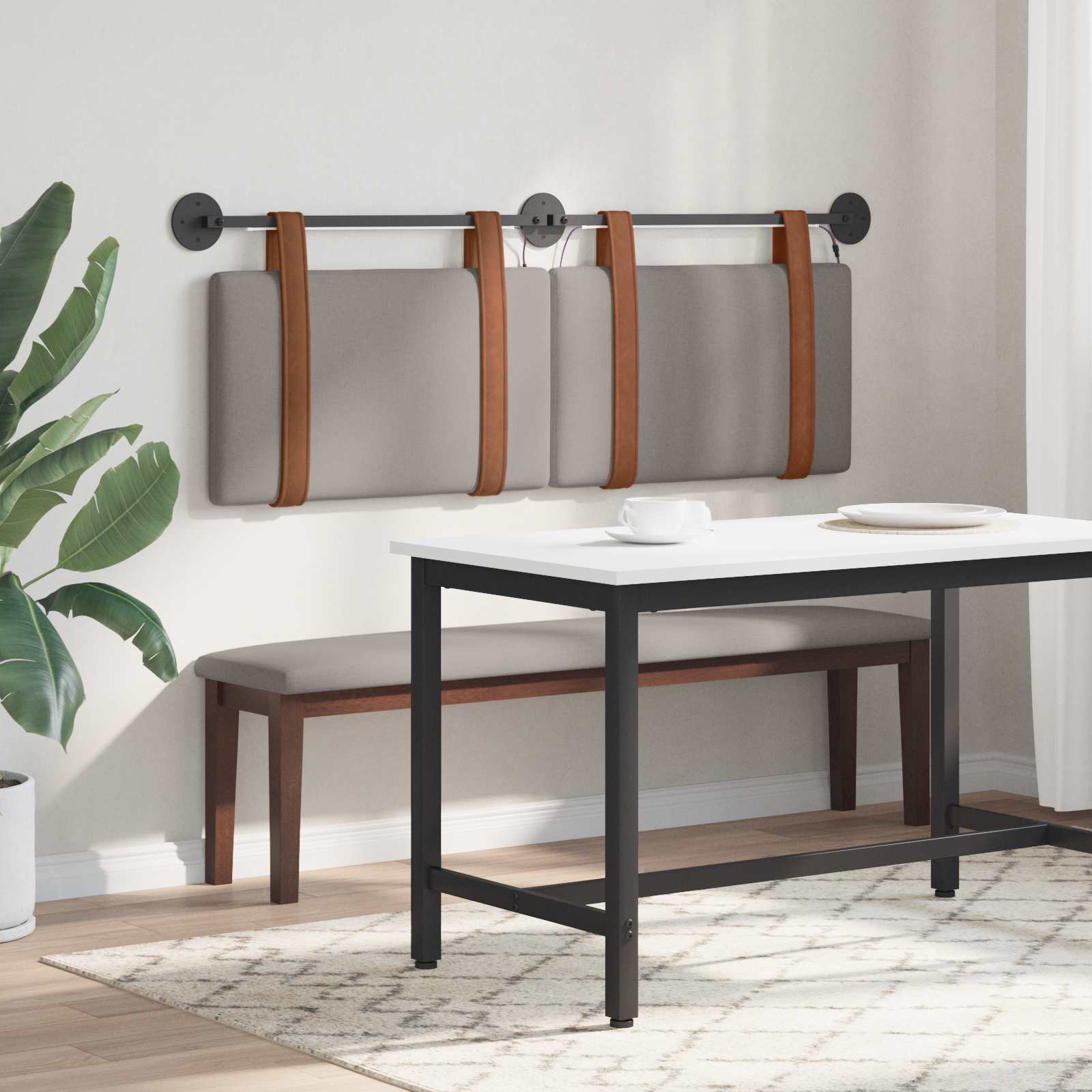Tête de lit suspendue Avec lumière LED Taupe PU antique - XIOS