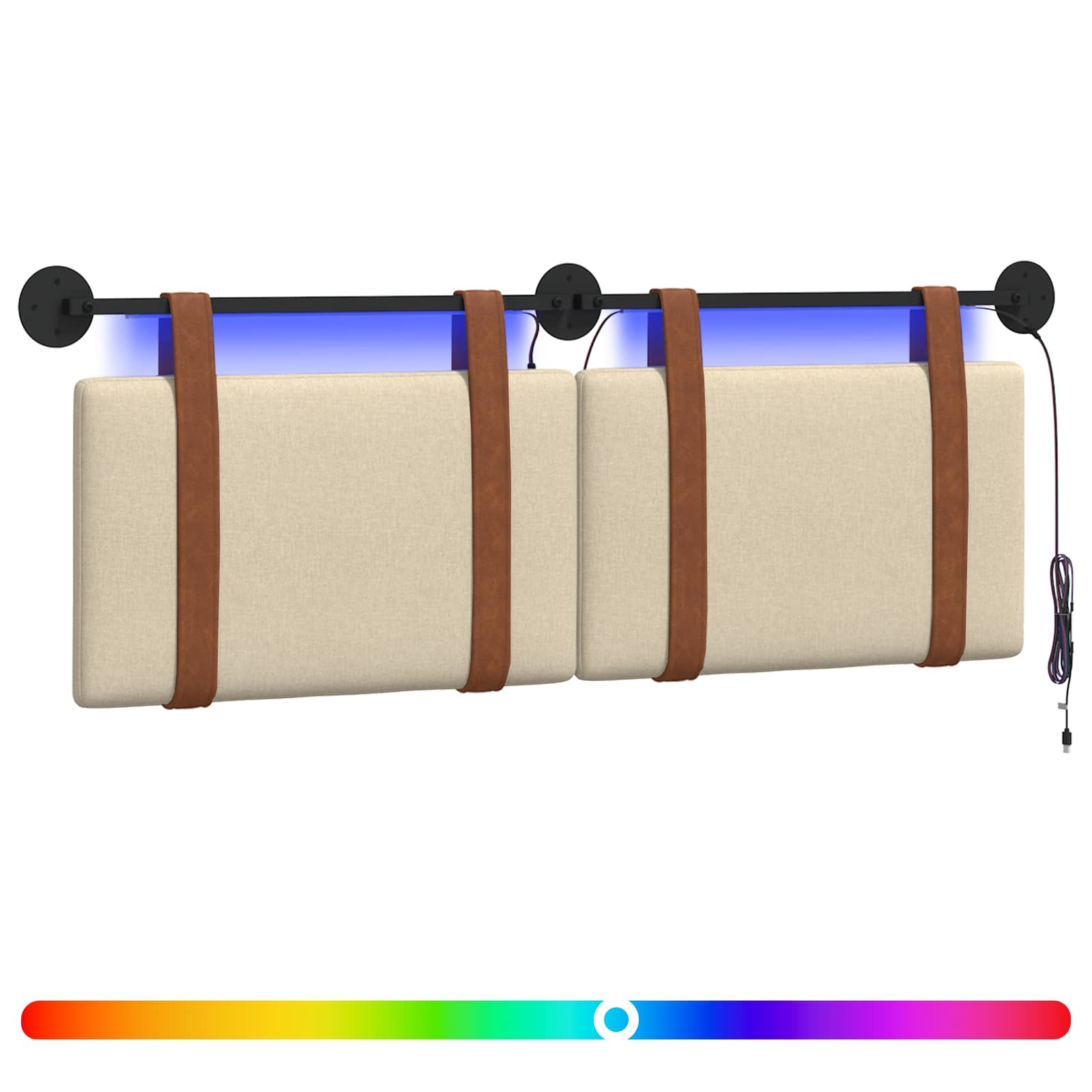 Tête de lit suspendue Avec lumière LED Crème PU antique - XIOS
