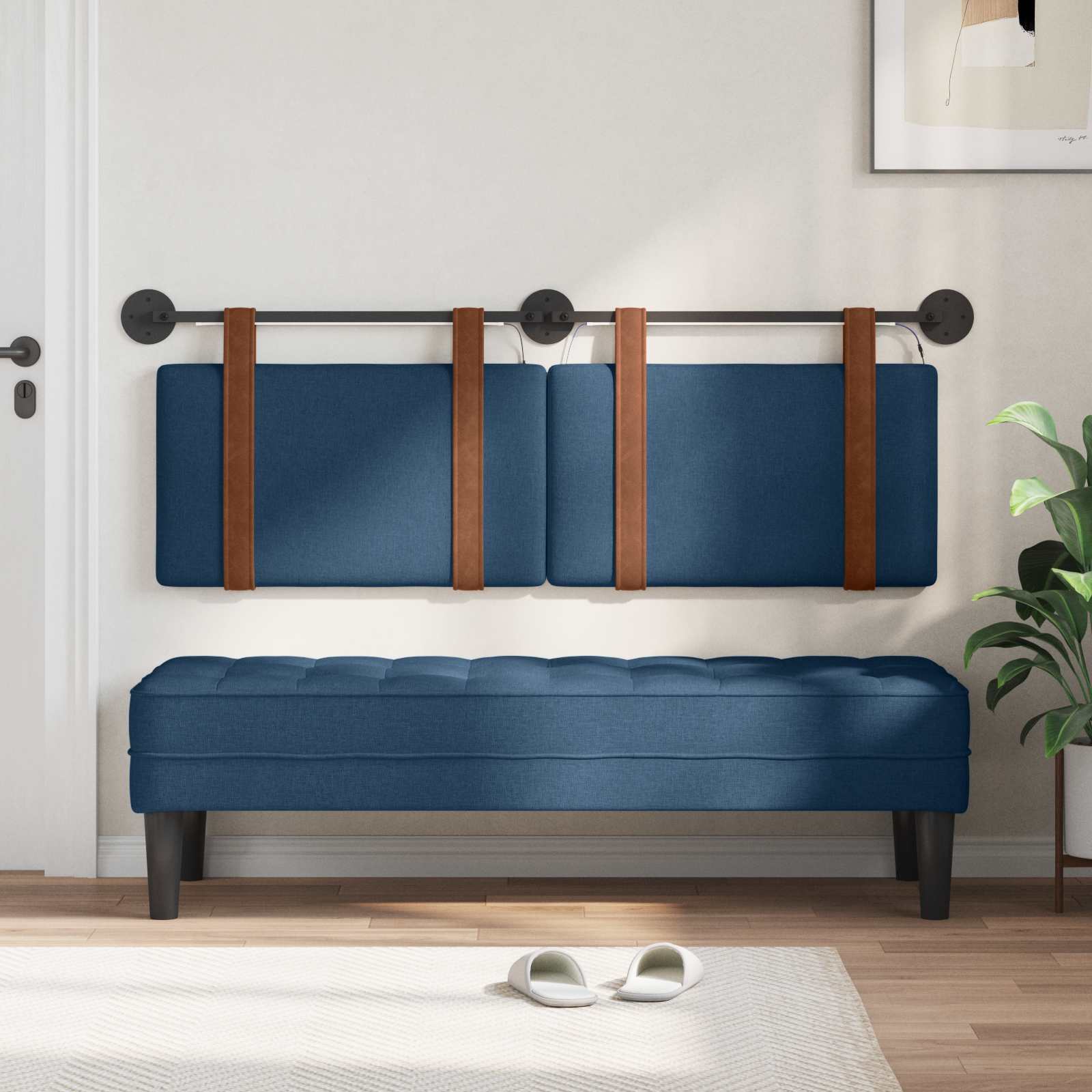 Tête de lit suspendue Avec lumière LED Bleu PU antique - XIOS