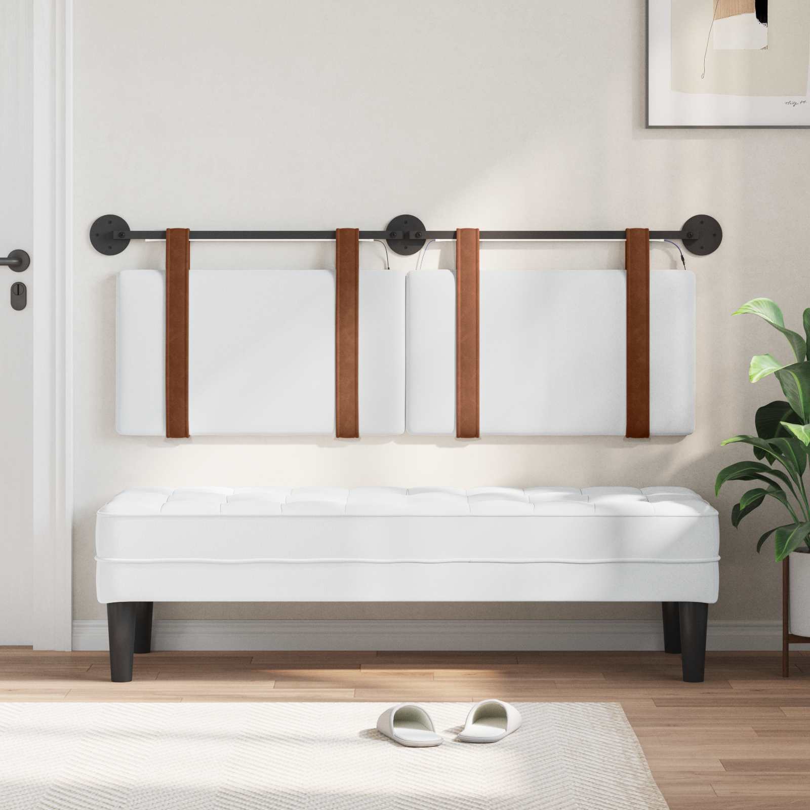 Tête de lit suspendue Avec lumière LED Blanc PU antique - XIOS