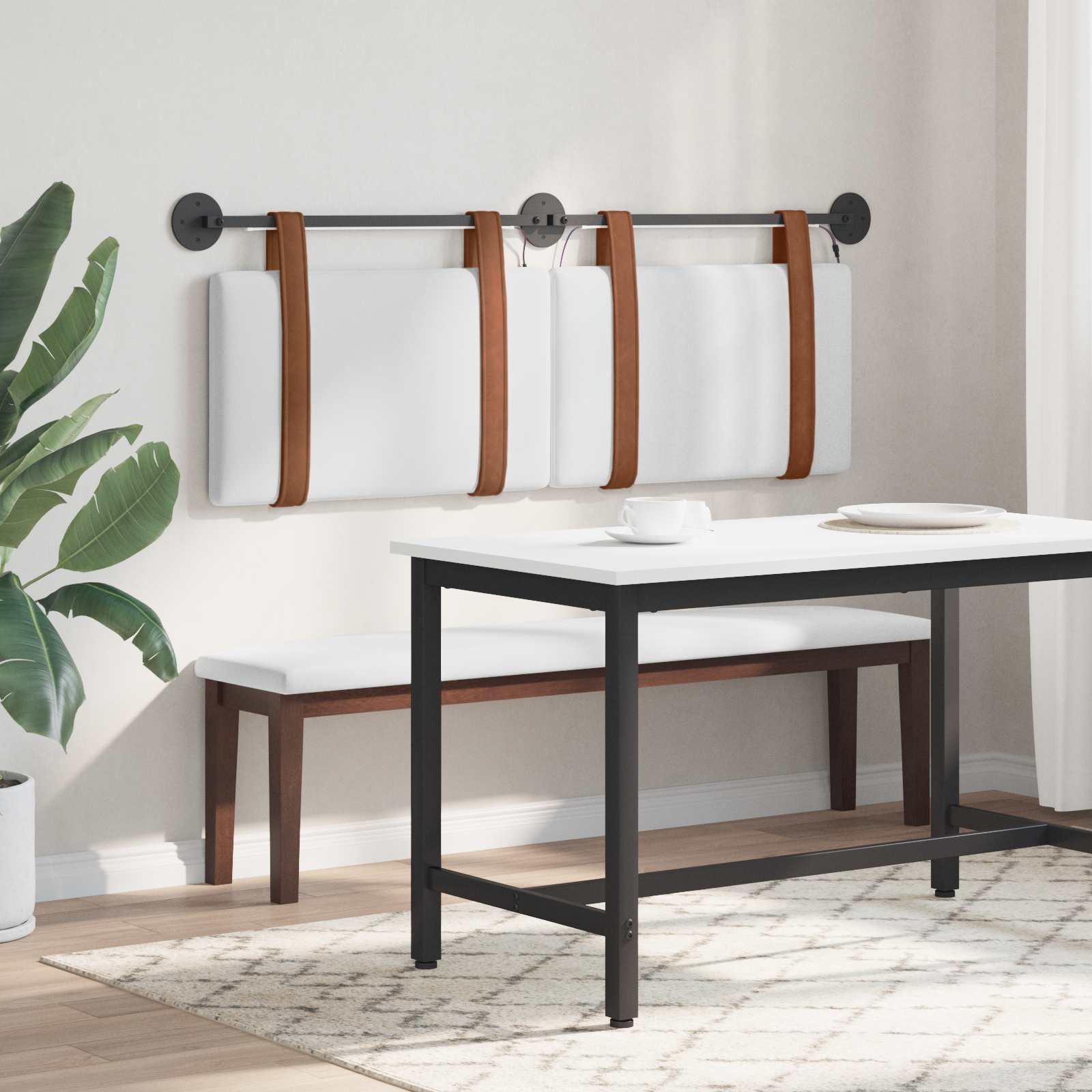 Tête de lit suspendue Avec lumière LED Blanc PU antique - XIOS