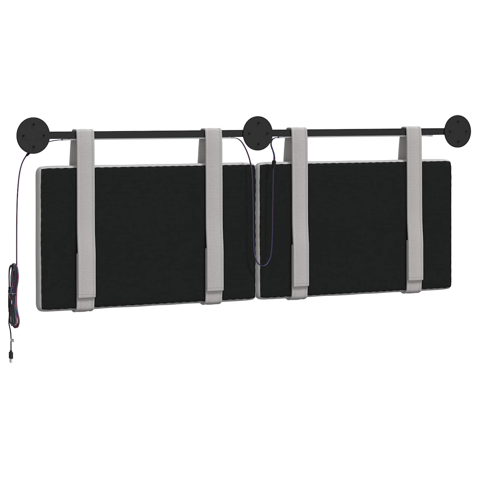 Tête de lit suspendue Avec lumière LED Gris nuage Tissu - XIOS