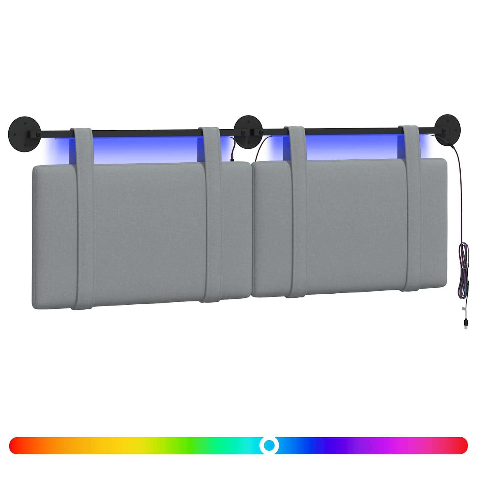 Tête de lit suspendue Avec lumière LED Gris clair Tissu - XIOS