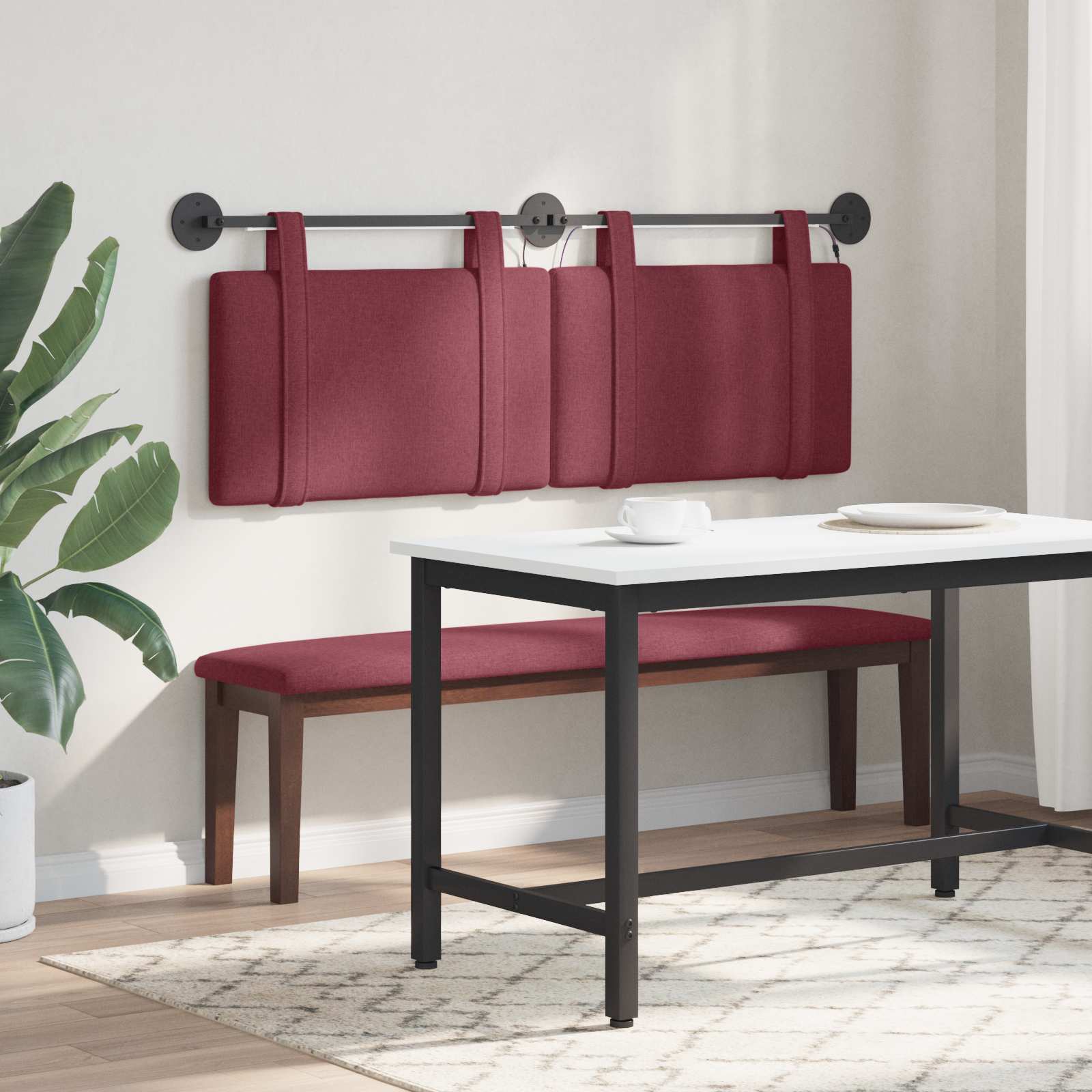 Tête de lit suspendue Avec lumière LED Bordeaux Tissu - XIOS