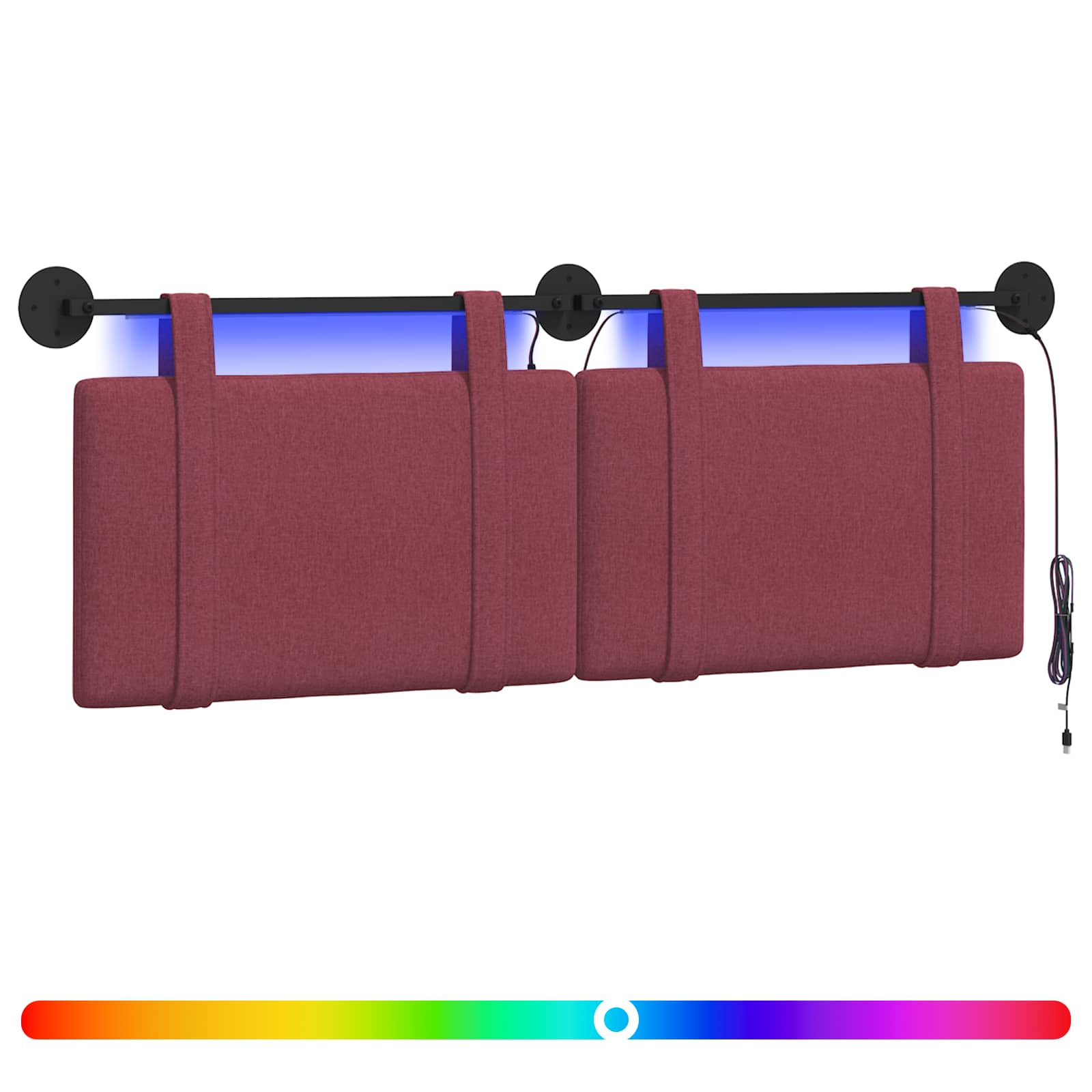 Tête de lit suspendue Avec lumière LED Bordeaux Tissu - XIOS