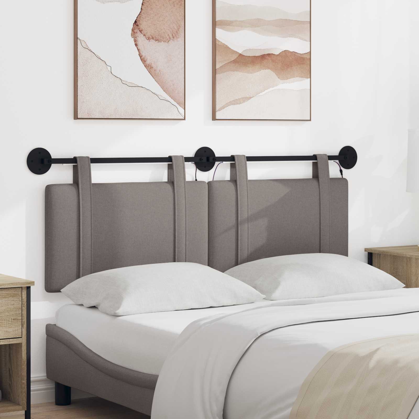 Tête de lit suspendue Avec lumière LED Taupe Tissu - XIOS