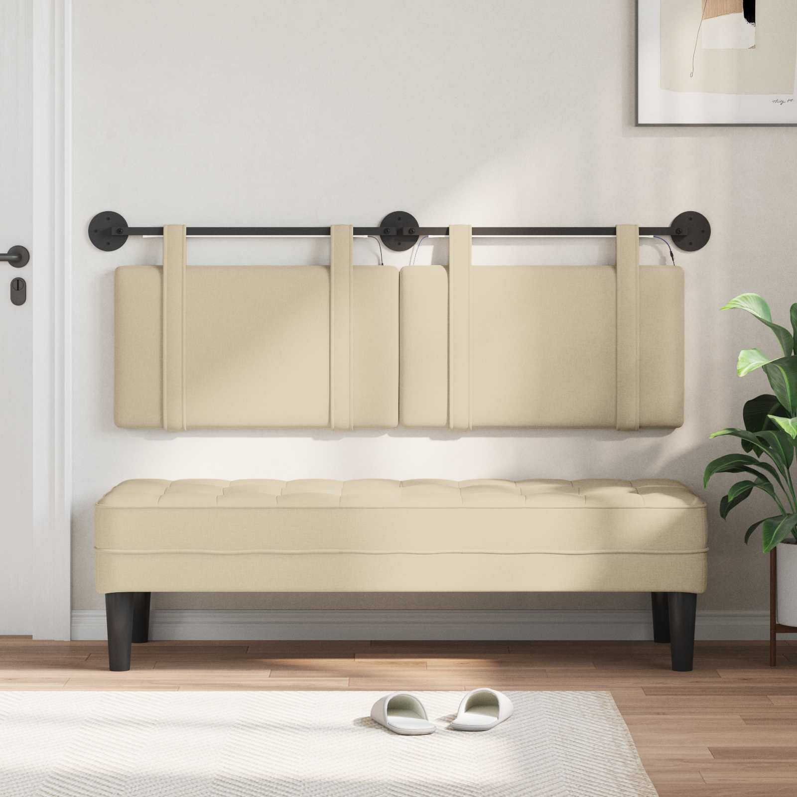 Tête de lit suspendue Avec lumière LED Crème Tissu - XIOS