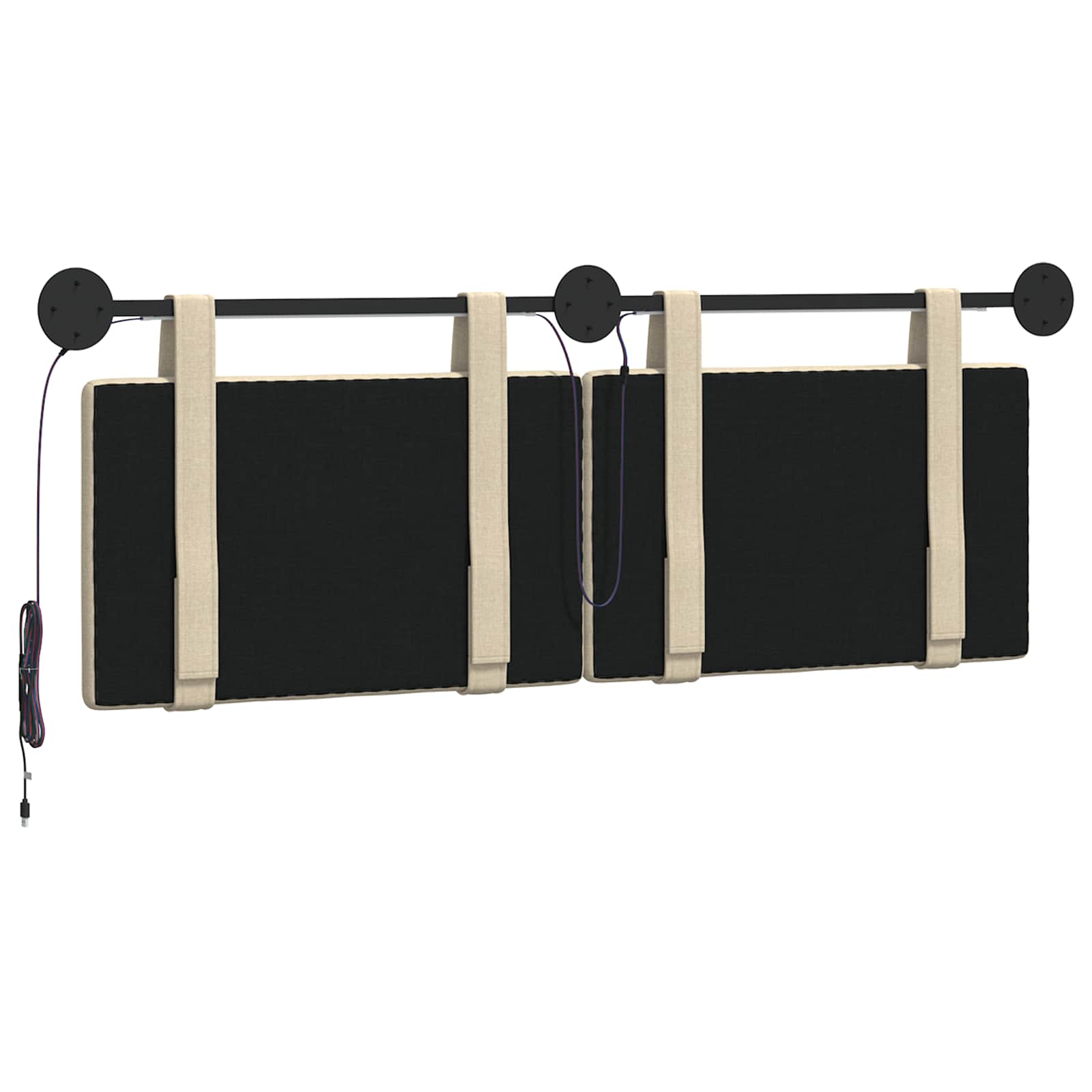 Tête de lit suspendue Avec lumière LED Crème Tissu - XIOS