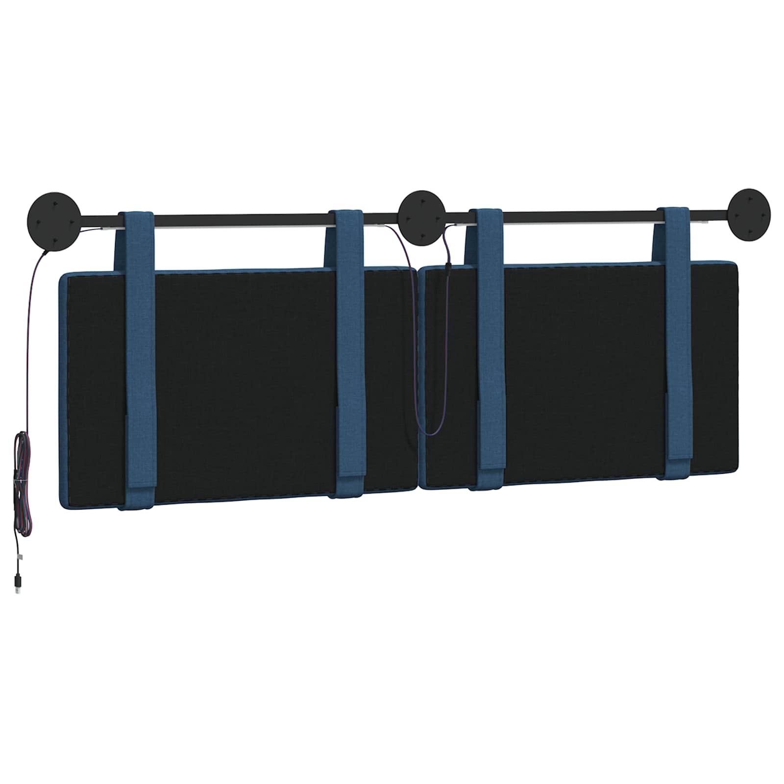 Tête de lit suspendue Avec lumière LED Bleu Tissu - XIOS