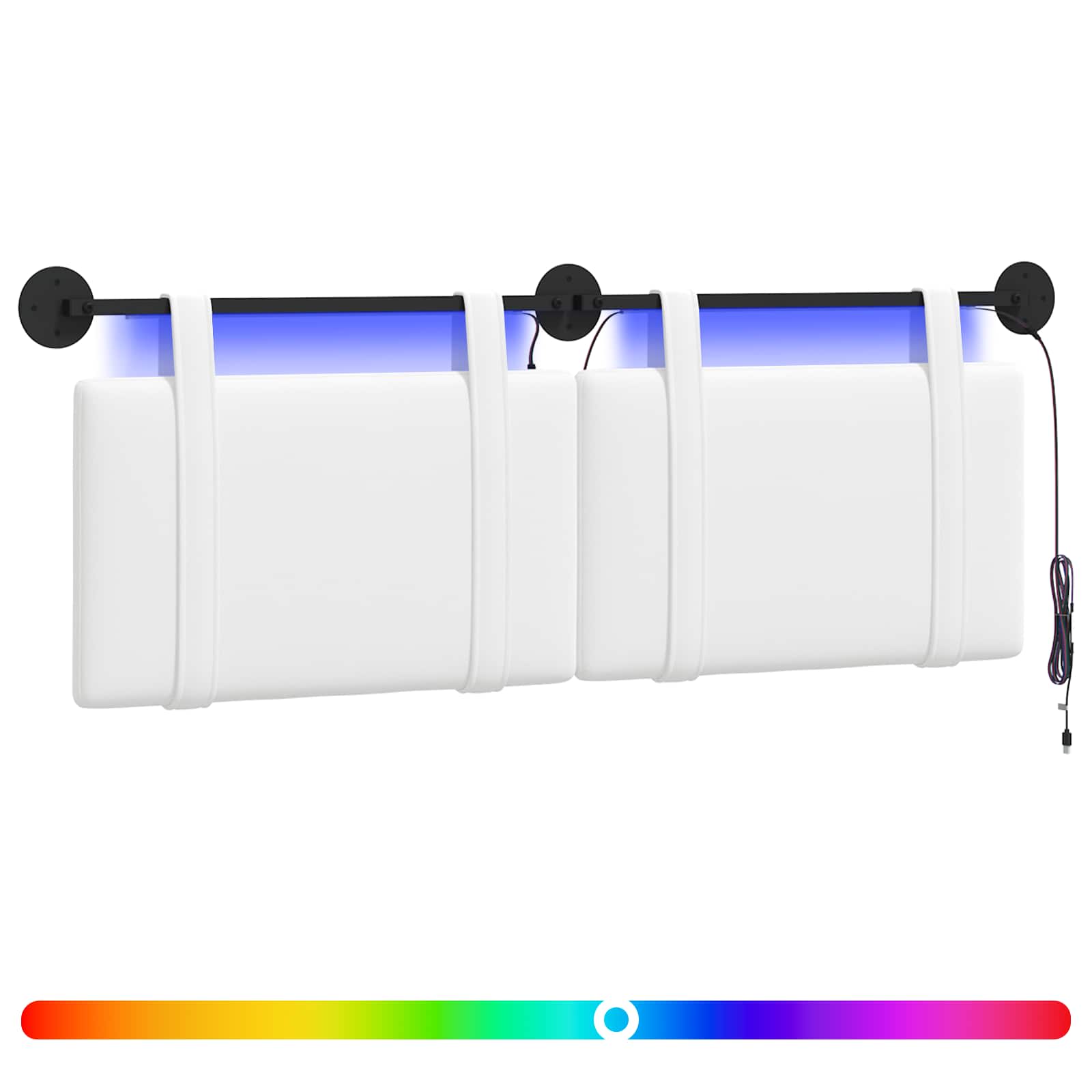 Tête de lit suspendue Avec lumière LED Blanc Tissu - XIOS