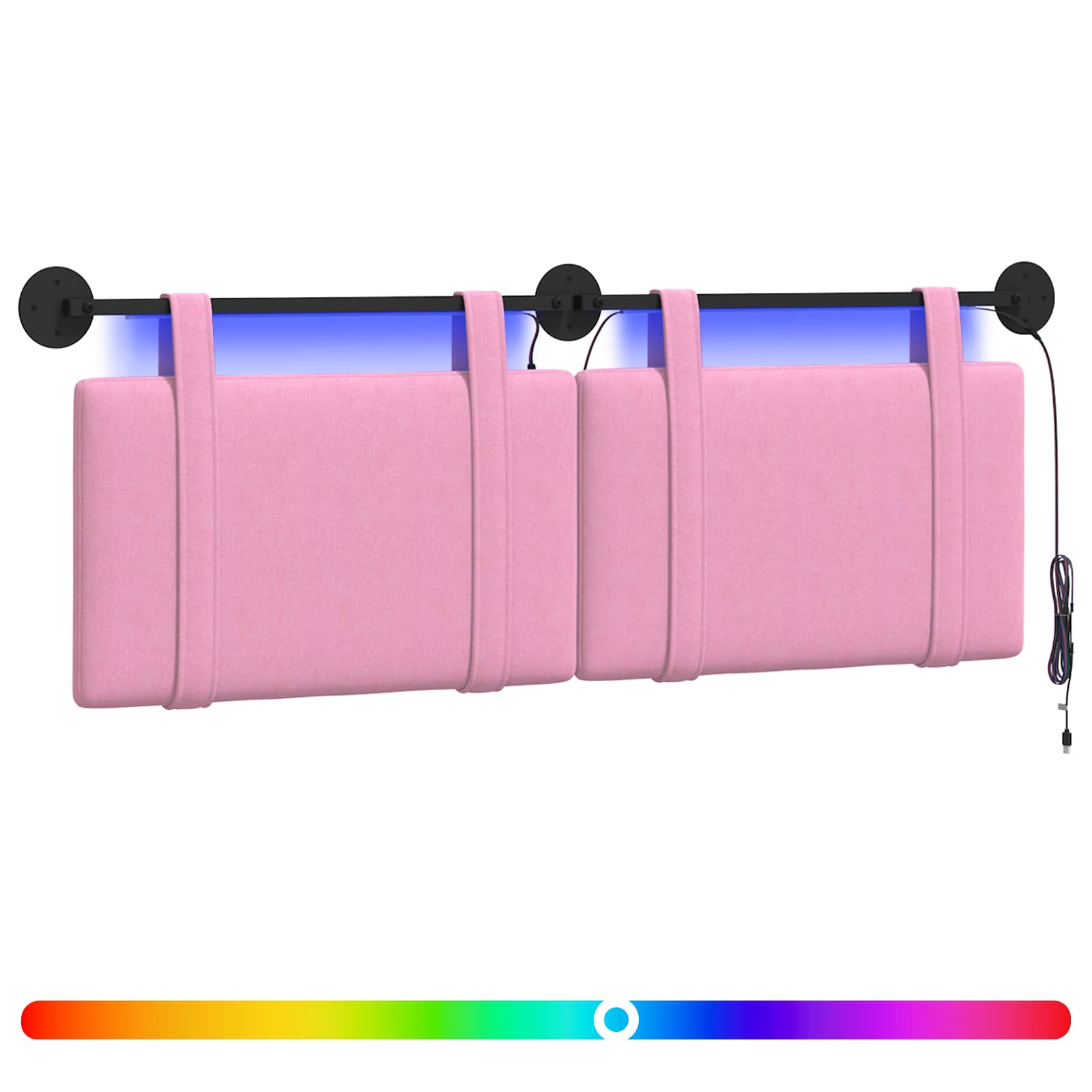 Tête de lit suspendue Avec lumière LED Rose Tissu - XIOS