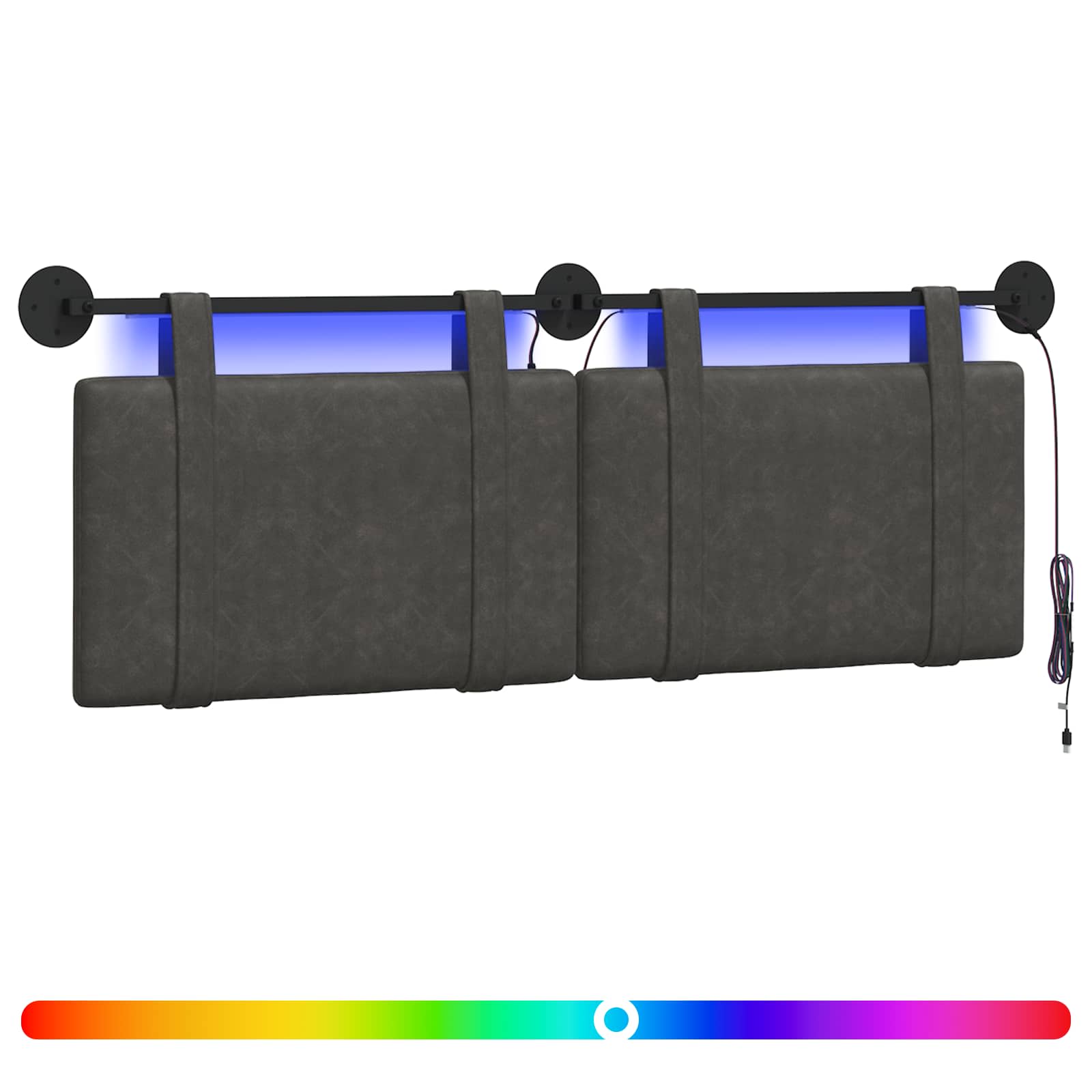 Tête de lit suspendue Avec lumière LED Noir PU antique - XIOS