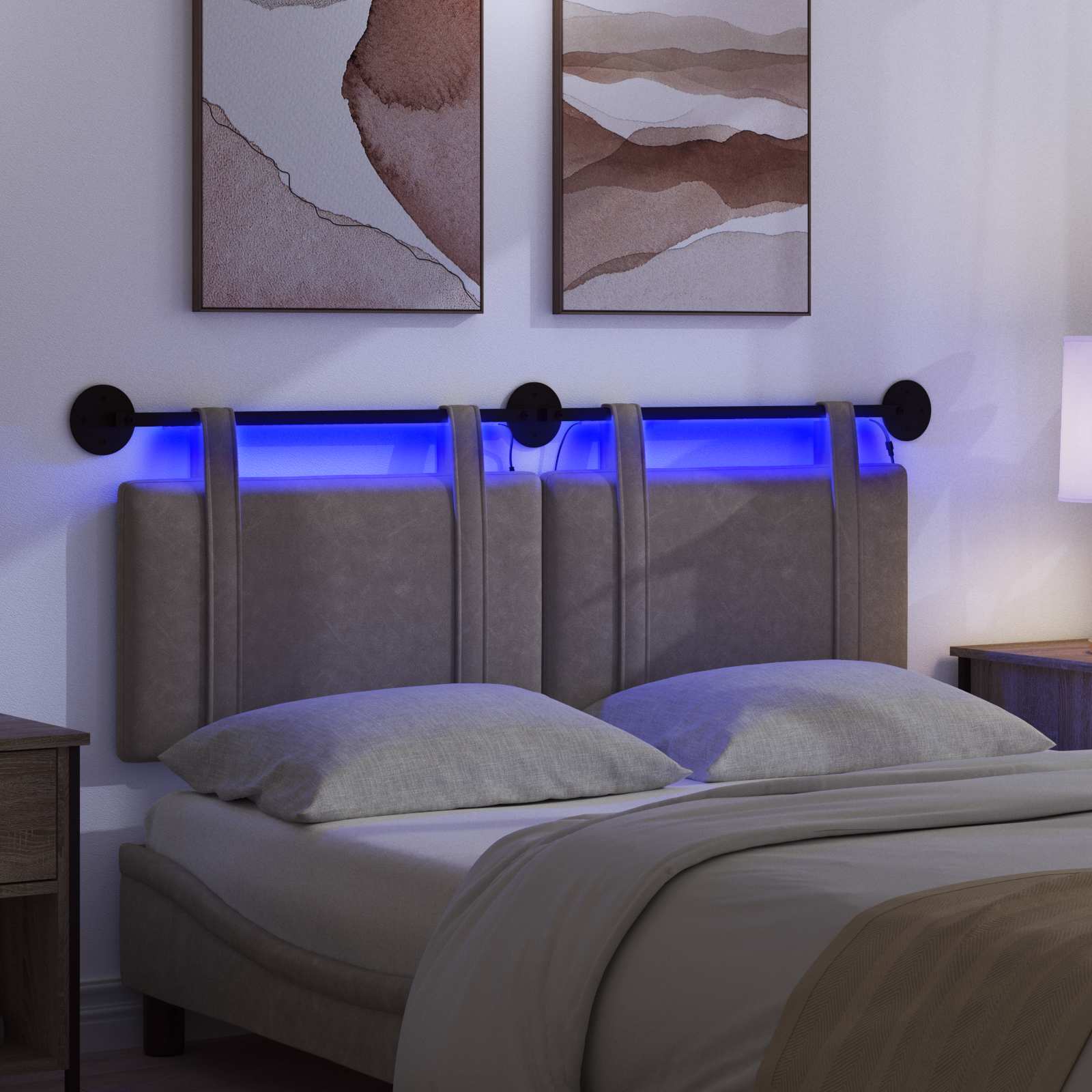 Tête de lit suspendue Avec lumière LED Gris PU antique - XIOS