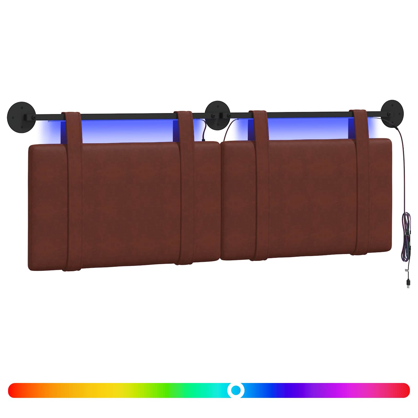 Tête de lit suspendue Avec lumière LED Brun Brillant PU antique - XIOS