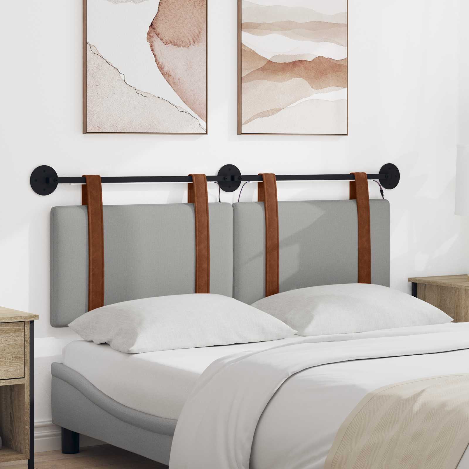 Tête de lit suspendue Avec lumière LED Gris nuage PU antique - XIOS