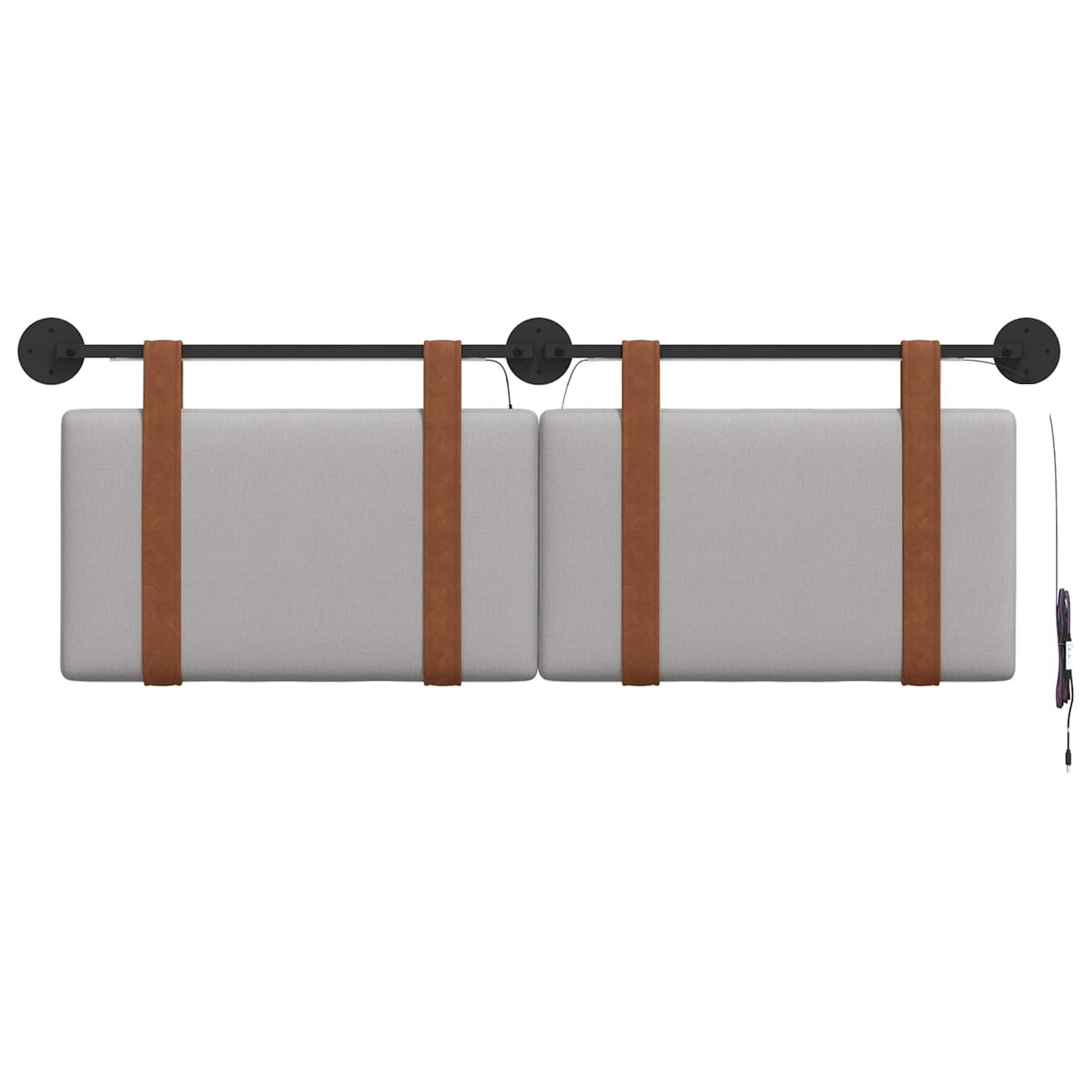 Tête de lit suspendue Avec lumière LED Gris nuage PU antique - XIOS