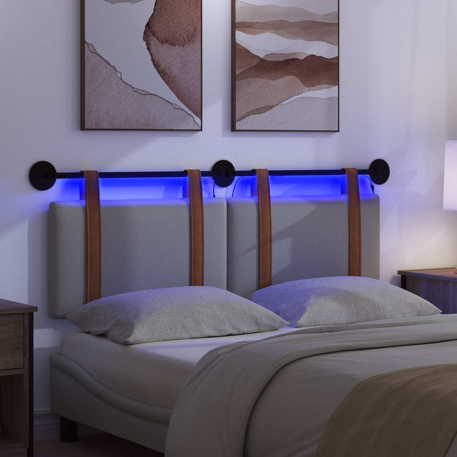Tête de lit suspendue Avec lumière LED Gris clair PU antique - XIOS