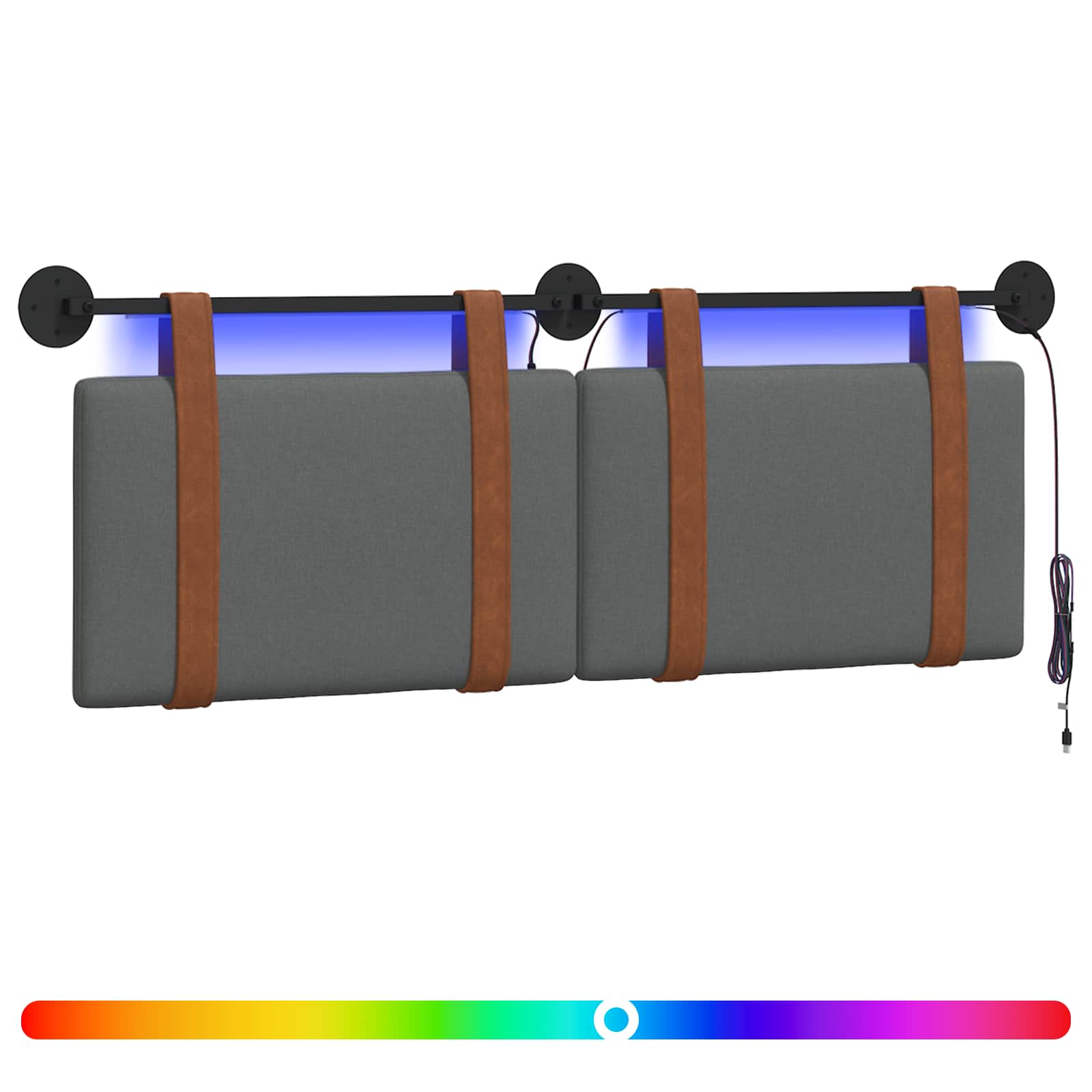 Tête de lit suspendue Avec lumière LED Gris foncé PU antique - XIOS
