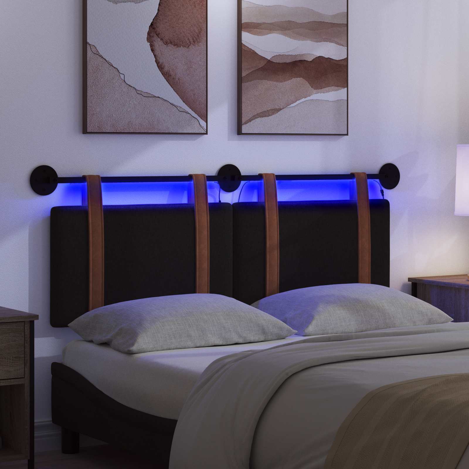 Tête de lit suspendue Avec lumière LED Noir PU antique - XIOS
