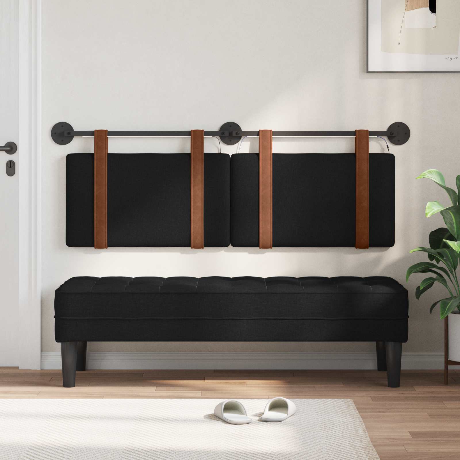 Tête de lit suspendue Avec lumière LED Noir PU antique - XIOS
