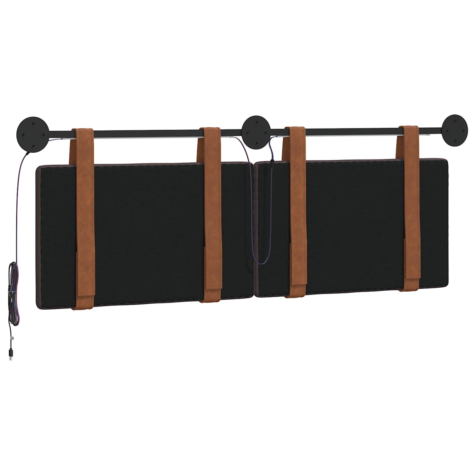 Tête de lit suspendue Avec lumière LED Marron foncé PU antique - XIOS