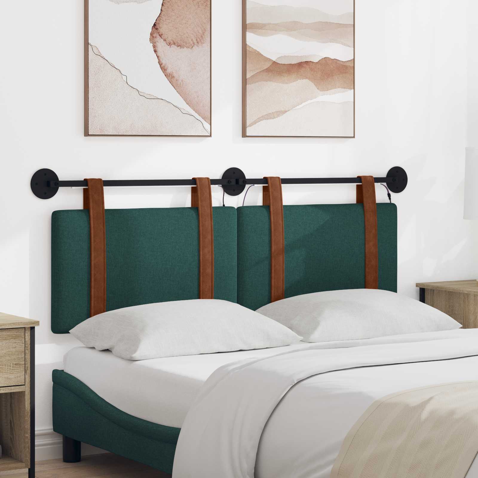 Tête de lit suspendue Avec lumière LED Vert foncé PU antique - XIOS