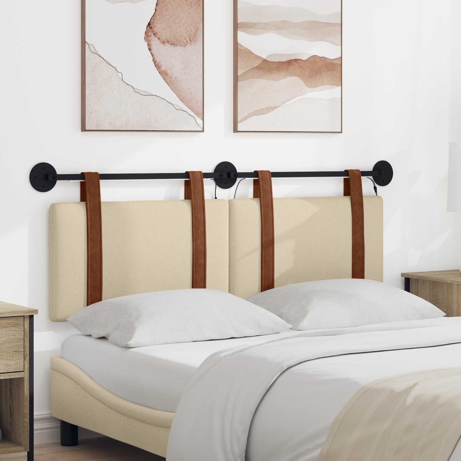 Tête de lit suspendue Avec lumière LED Crème PU antique - XIOS